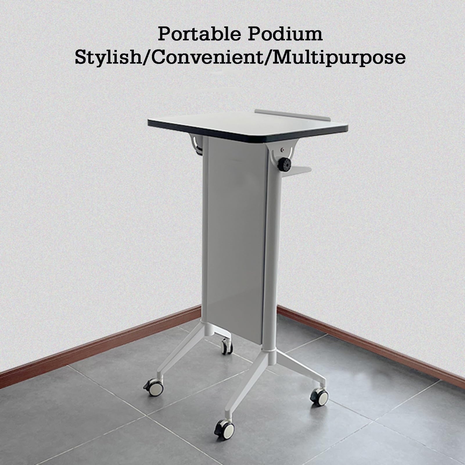 Regulowany drewniany stojak na podium z regulacją wysokości, biurko z półką do przechowywania, uchwyt na laptopa, nośność 100 kg, ergonomiczne biurko stojące do domowego biura