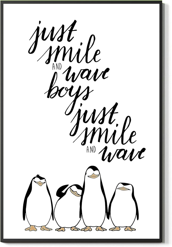 Penguins Of Madagascar Quotes Amazon.com: Generic Madagascar Minimalist White Penguins Smile And Cartoon  Film Black Just Wave Calligraphy Boys Movie Quotes Prints Wall Design For  Living Room Home Decor Customize Poster, No Frame, Multi-Size: Posters &