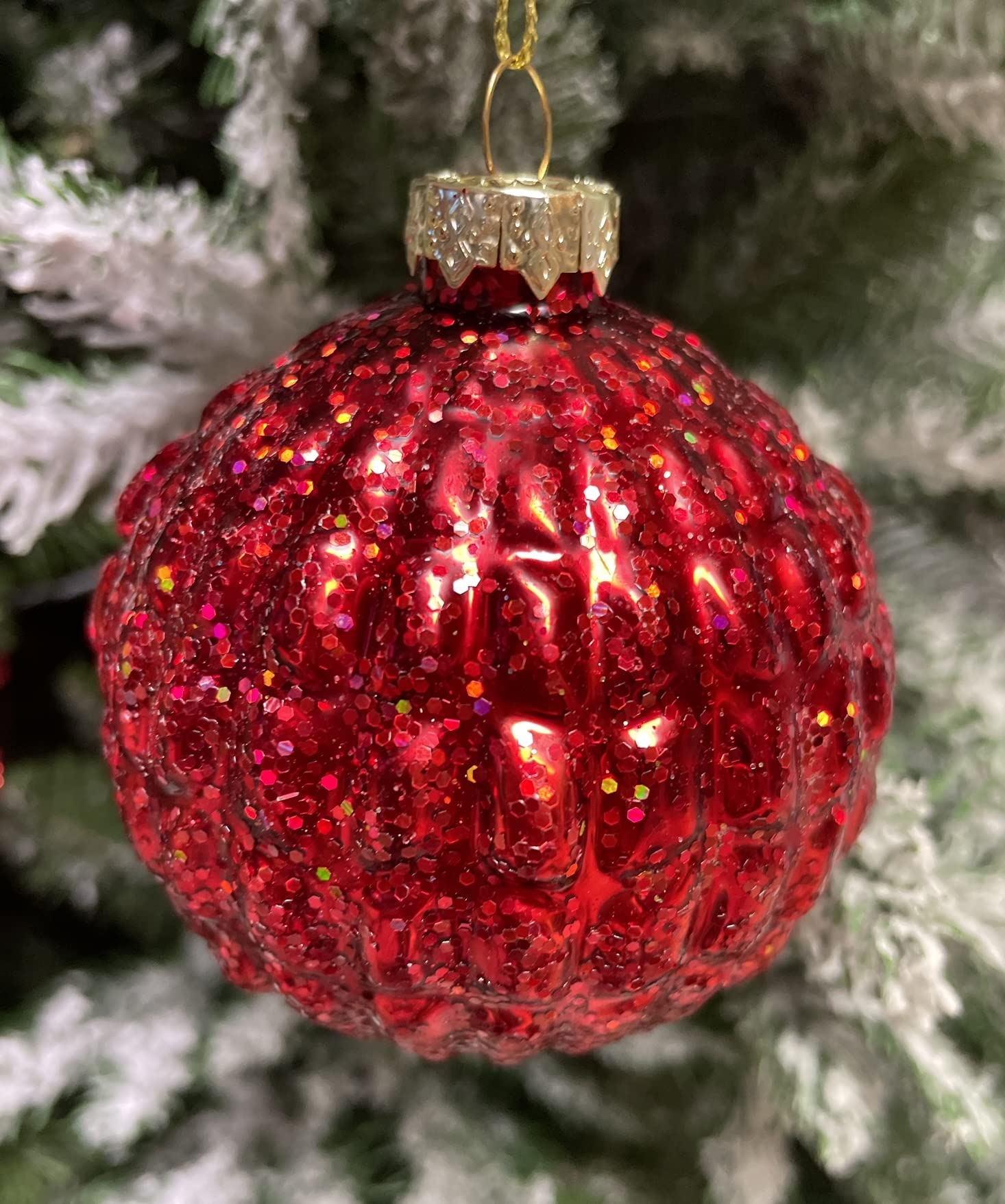 MC-Trend 12er Set edle Luxus Glas Weihnachtskugeln Ø 8cm Weihnachtsbaum Kugeln Christbaumkugeln Weihnachts Deko (ROT)