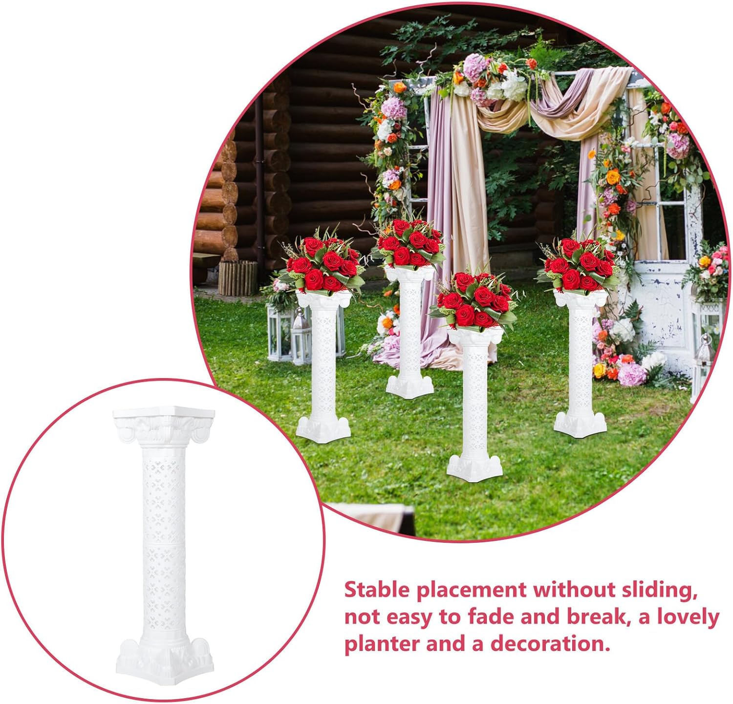 Gatuida Vintage Roman Column Wedding Flower Pot Planter Urn, Plastic Decorative Flowerpot for Outdoor Garden Pathway, Front Porch Party Decoration