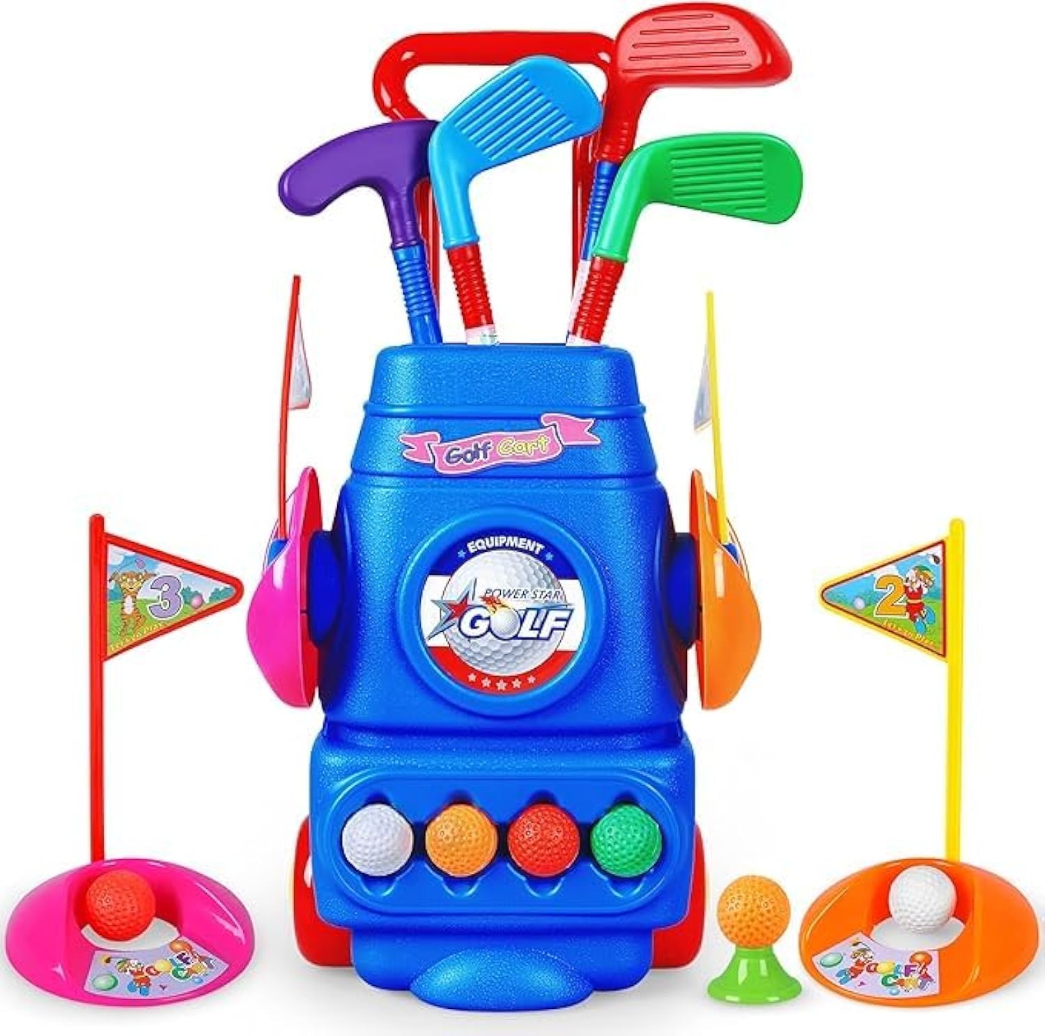 UNITRAIN Toddler Golf Club Set for Kids, Indoor Outdoor Sports Toys for Boys Girls Ages 3 4 5 6 Year Old, Christmas Birthday Gift Kids 3-6, Toddler Golf Set with 4 Clubs, 8 Balls, 2 Practice Holes