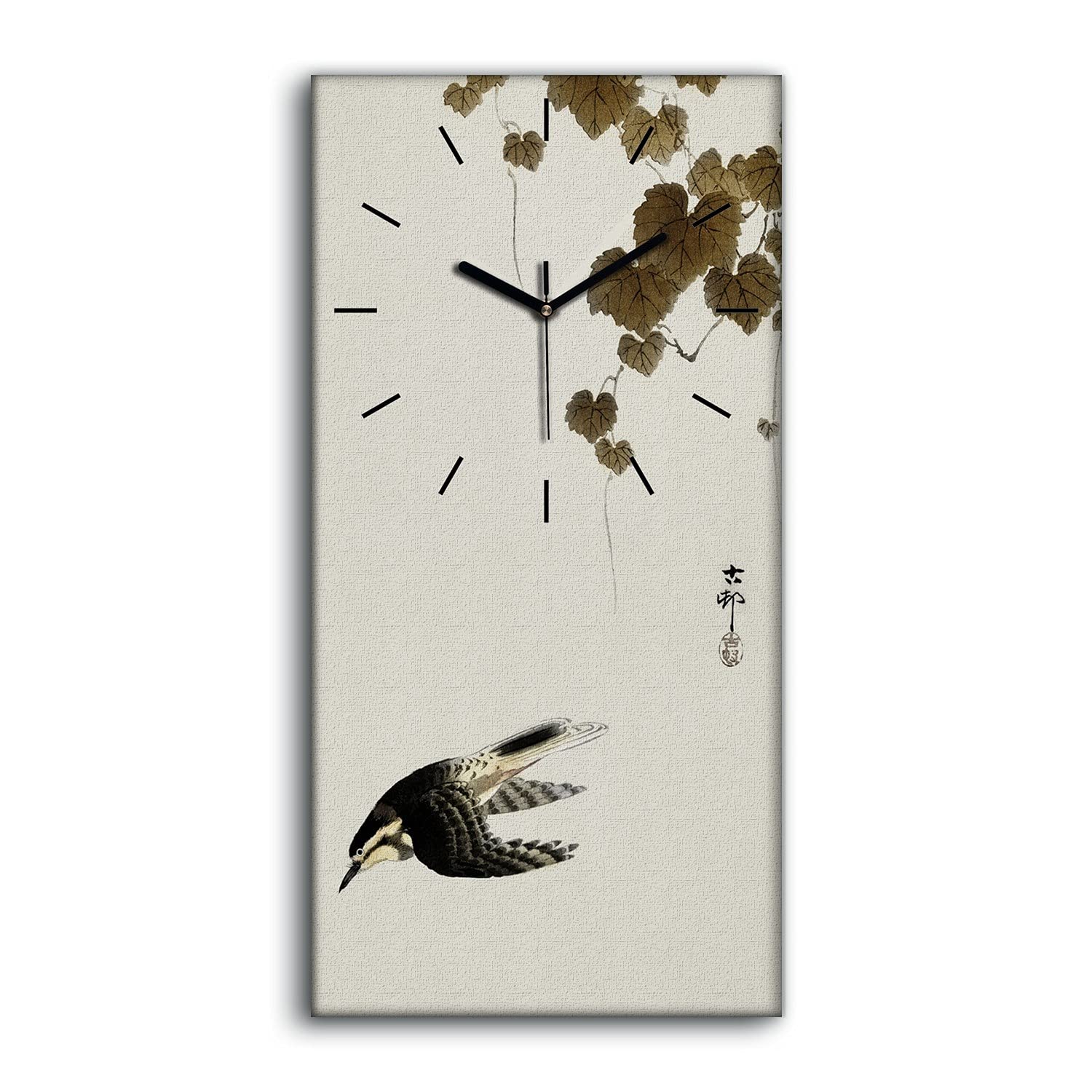 Horloge sur toile oiseau asiatique pour un salon moderne et zen