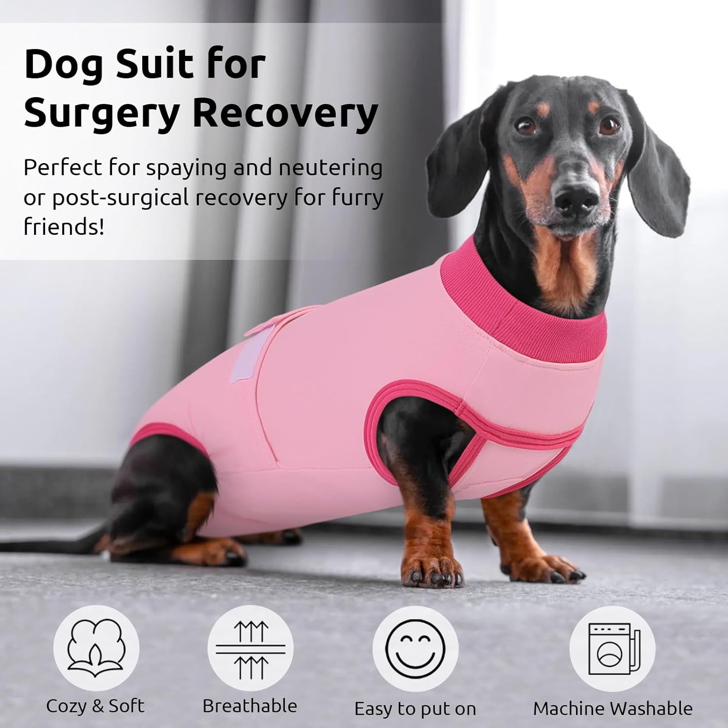 Queenmore Recovery Suit for Dogs Cats After Surgery, Cat Surgical Recovery Suit Onesie,Professional Pet Recovery Shirt, Prevent Licking Dog Body Suits, Surgical Clothes for Abdominal Wounds, Pink,2XL