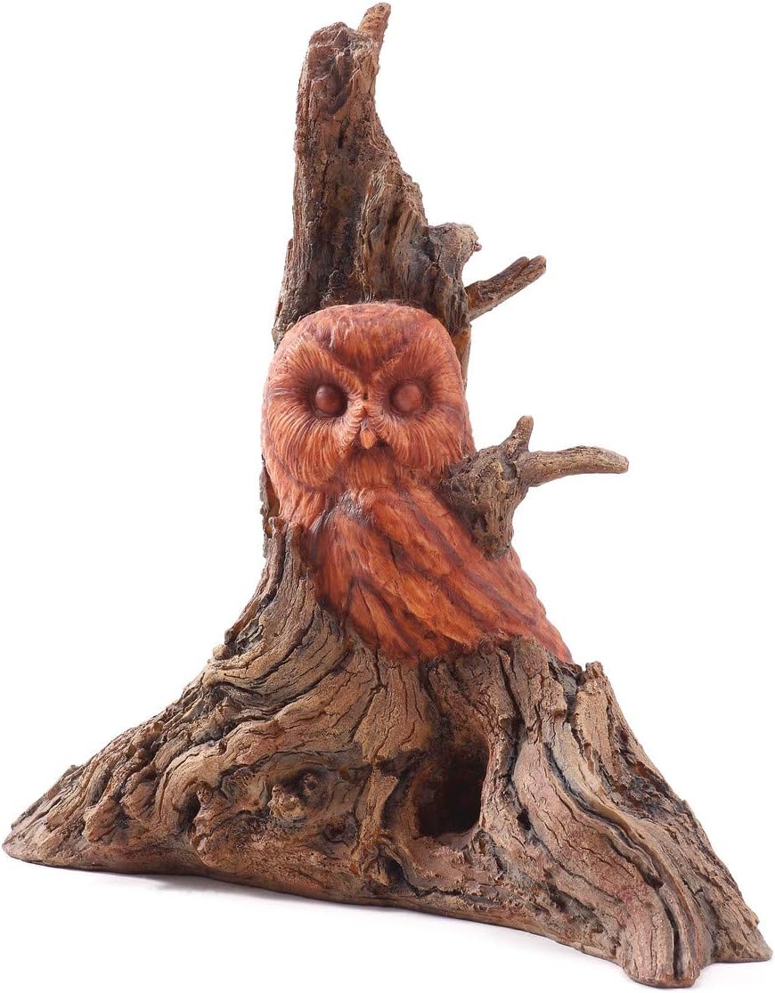 Big Sky Saw Whet Owl Natural Brown 12 x 12 Handcast Resin Stone Collectible Figurine