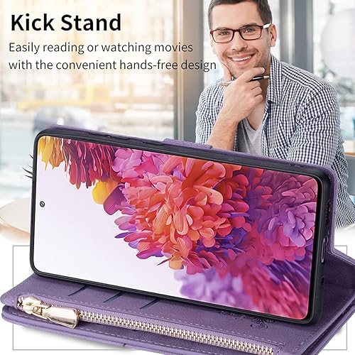 Miniatura 42 de UEEBAI Funda para Samsung Galaxy S21 FE 5G, 9 ranuras para tarjetas, cartera de cuero retro a prueba de golpes, con correa de mano, ranuras