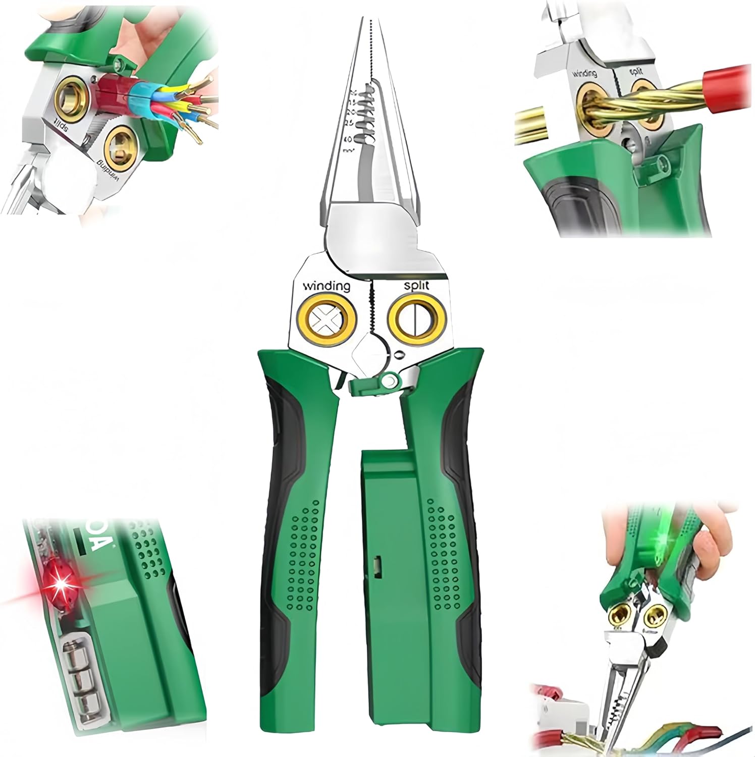 8 in1 Wire Stripper With Voltage Tester, Multifunctional Professional Electrician's Pliers Wire Strippers With Electricity Measurement Function, Cable Stripping Pliers for Cutting Pulling Wires (1)