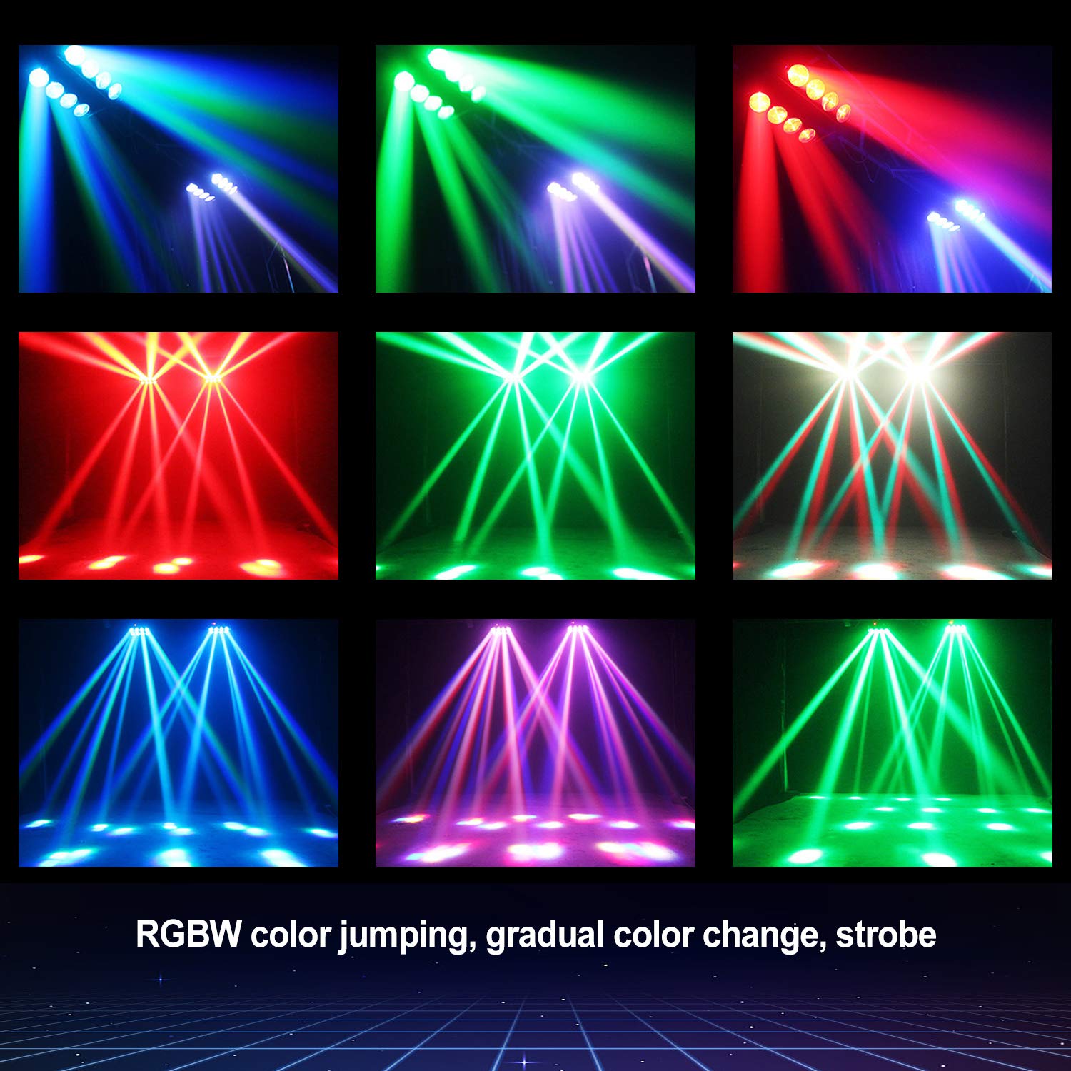 Iluminación de Escenario, Luz de Escenario LED AGPtEK RGBW 4 en 1 Luz LED de Cabeza Móvil, Compatible con DMX-512 con 4 Modos de Control para Fiestas, Conciertos, Escenarios de Actuación
