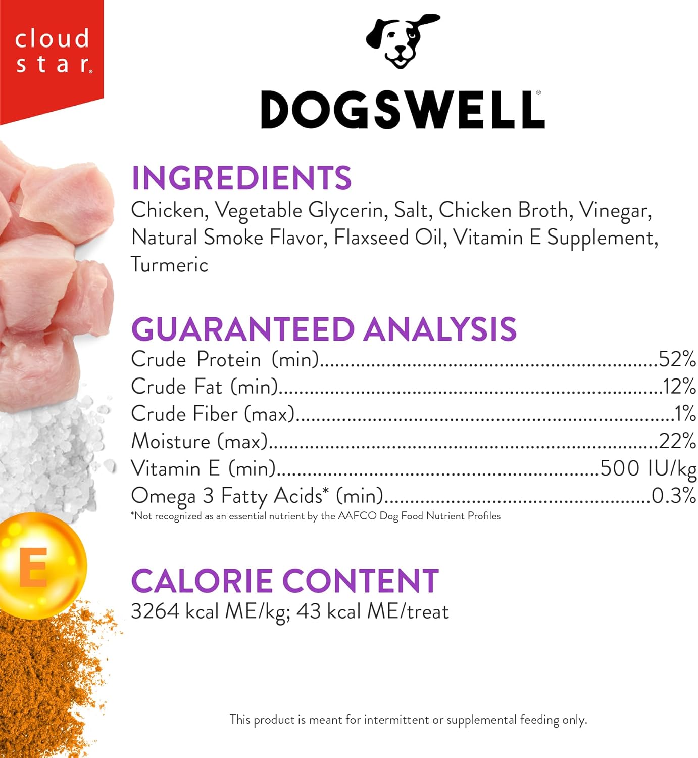 Dogswell Immunity & Defense, Flaxseed Oil, Turmeric, Vitamin E & A, Healthy Aging, Chicken Jerky, 24 oz. Bag
