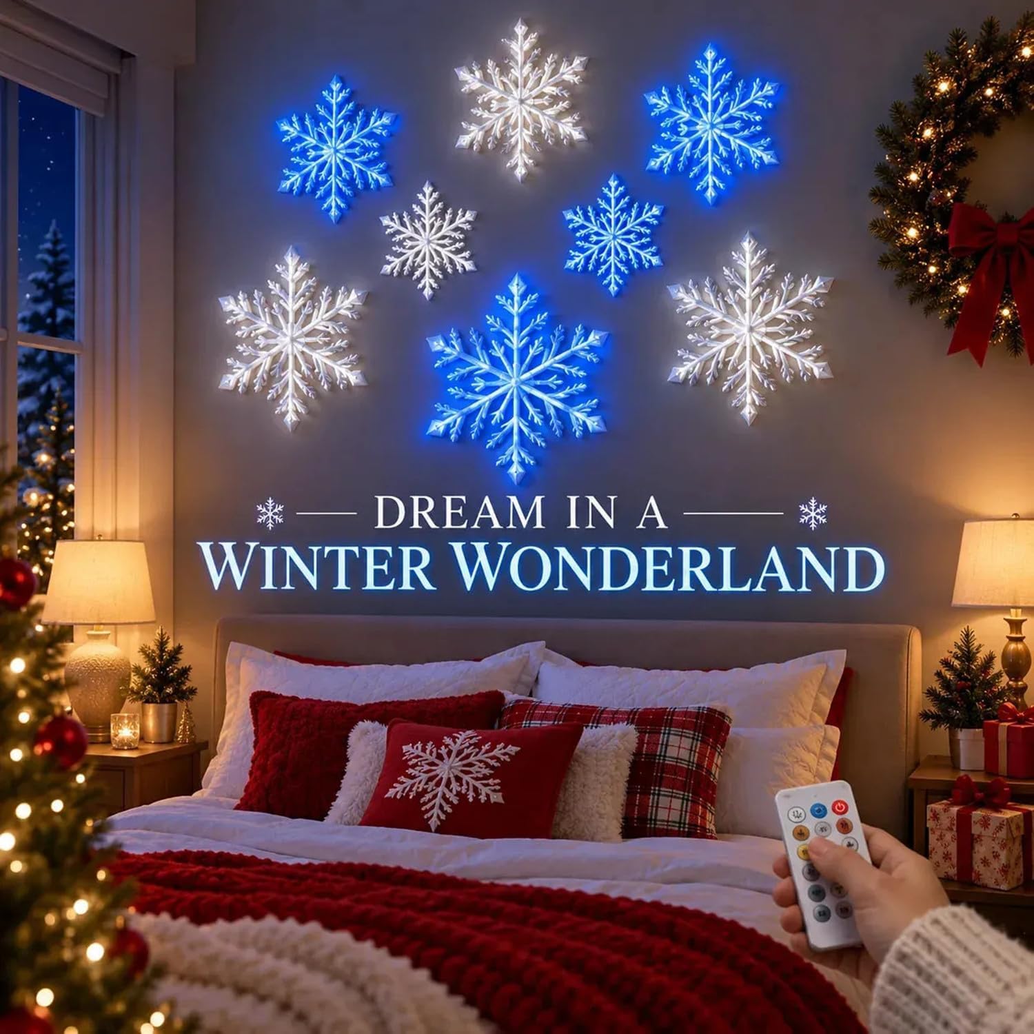 Lámparas de pared LED con forma de copo de nieve, copo de nieve iluminado,