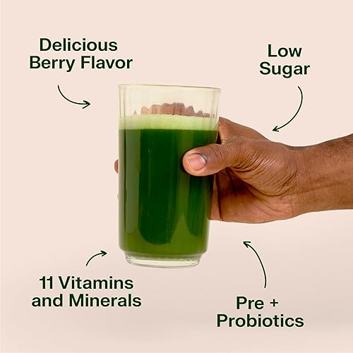 Miniatura 3 de VitaHustle ONE Superfood Super Greens Powder por Kevin Hart, Berry Favor, Prebióticos + Probióticos, Espirulina, Clorella, Enzimas Digestivas, Salud
