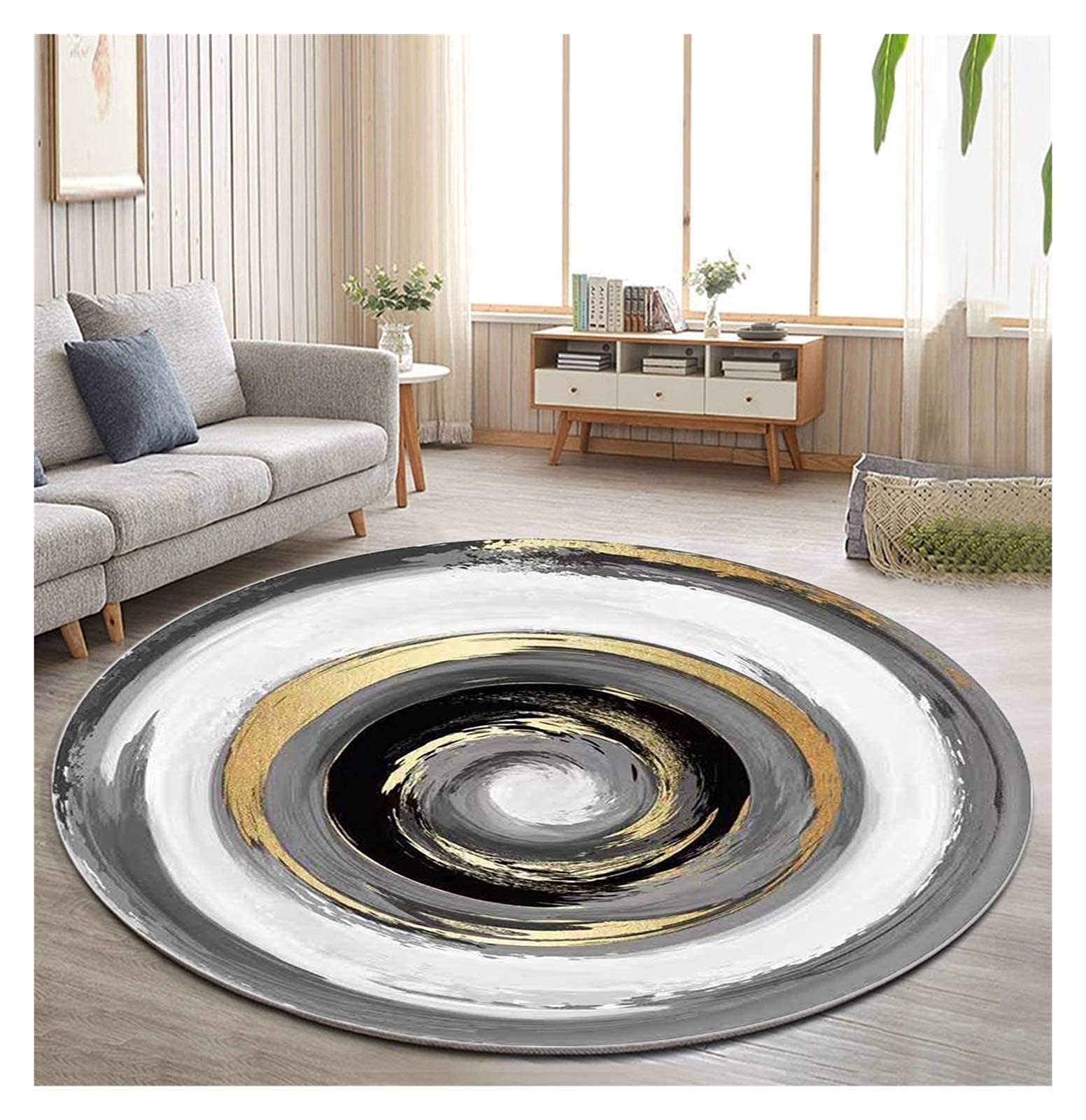 Tapis circulaires modernes lavables pour en finir avec les taches tenaces sur le sol du salon