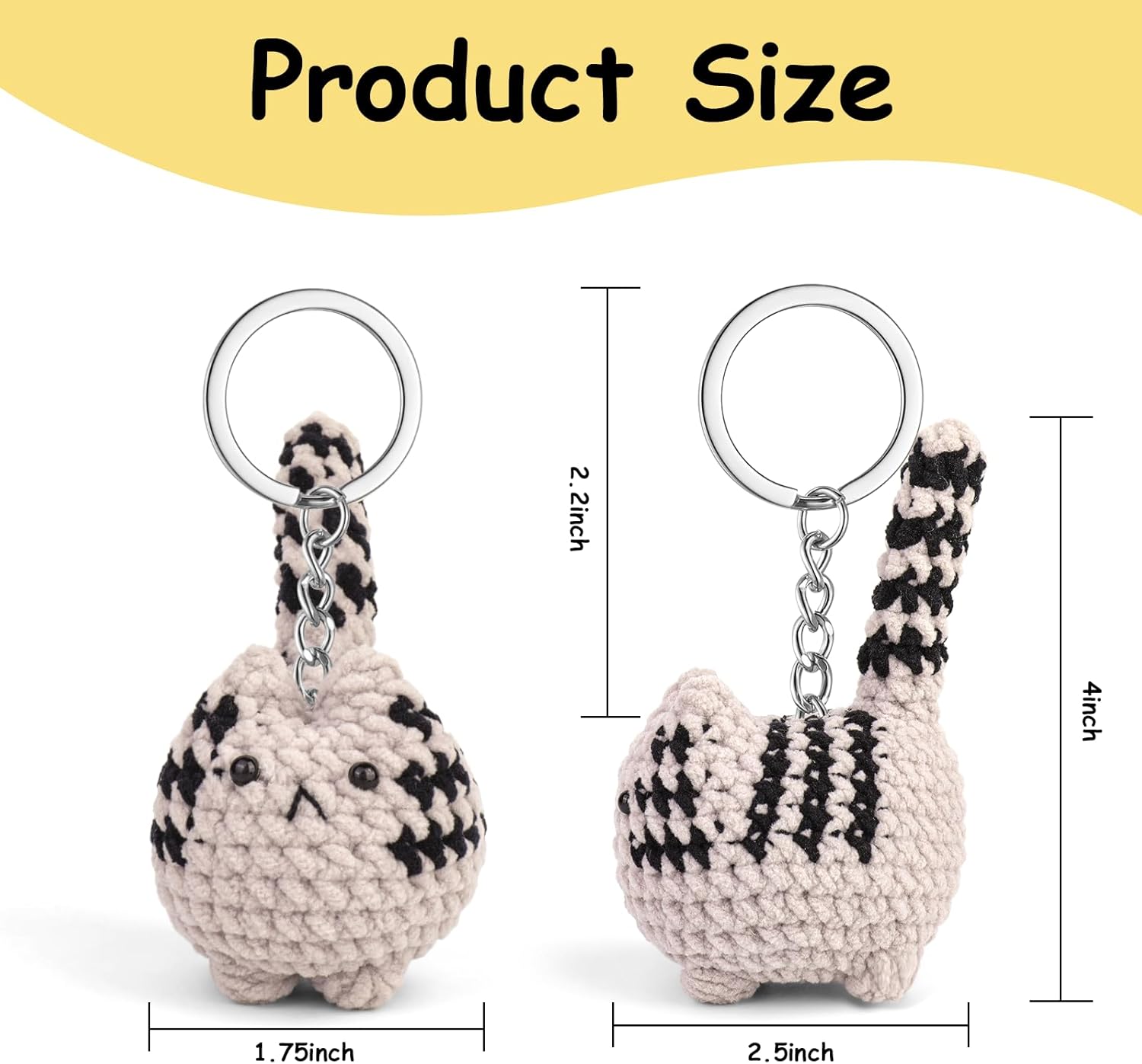 Cute Crochet Cat Keychain, Gift for Cat Lovers, Handmade Stuffed Keychain Charm for Backpack Handbag Bag Purse - Image 4