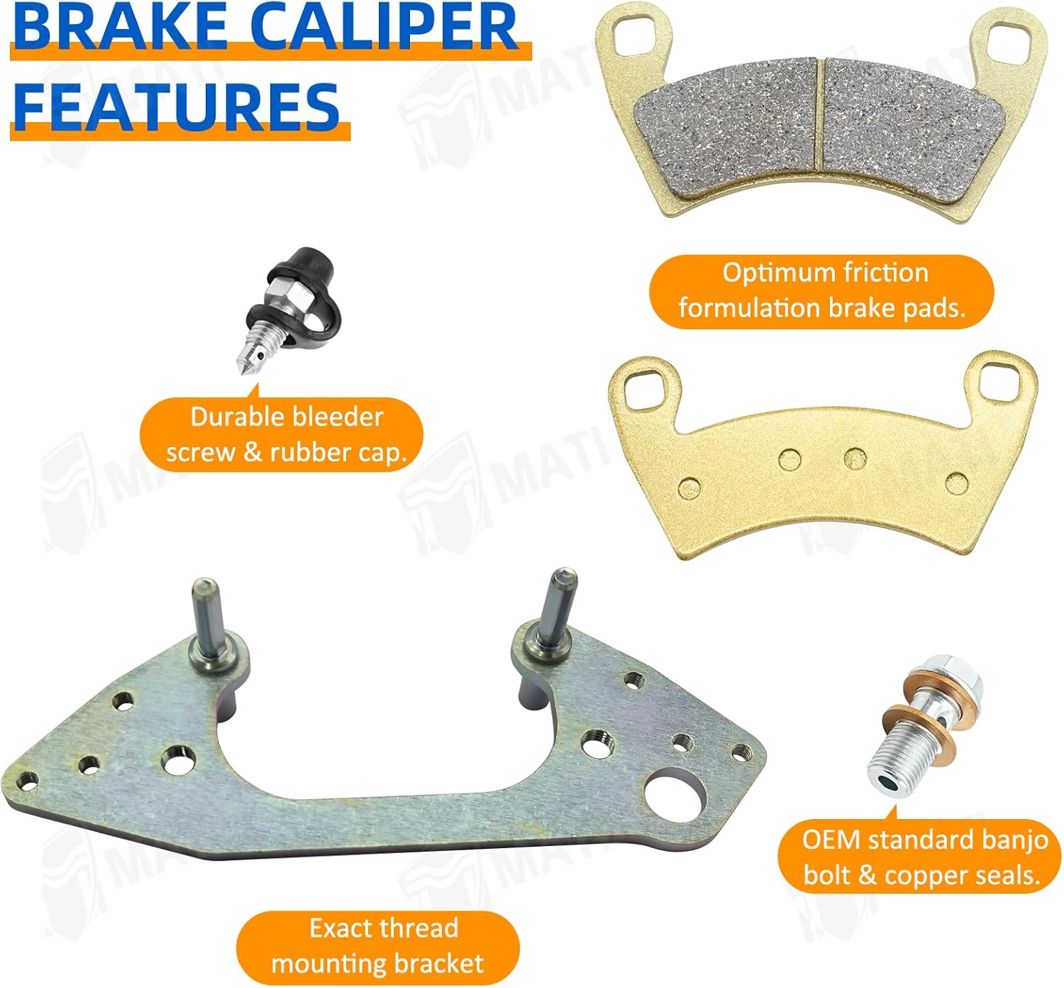 M MATI Front Left Right Brake Calipers for Polaris RZR 1000 XP/XP4/S4/RS1 RZR 4 900 Ranger 1000 570 800 900 Diesel General 1000 Brutus Pro XD 1912496 1912497 1912498
