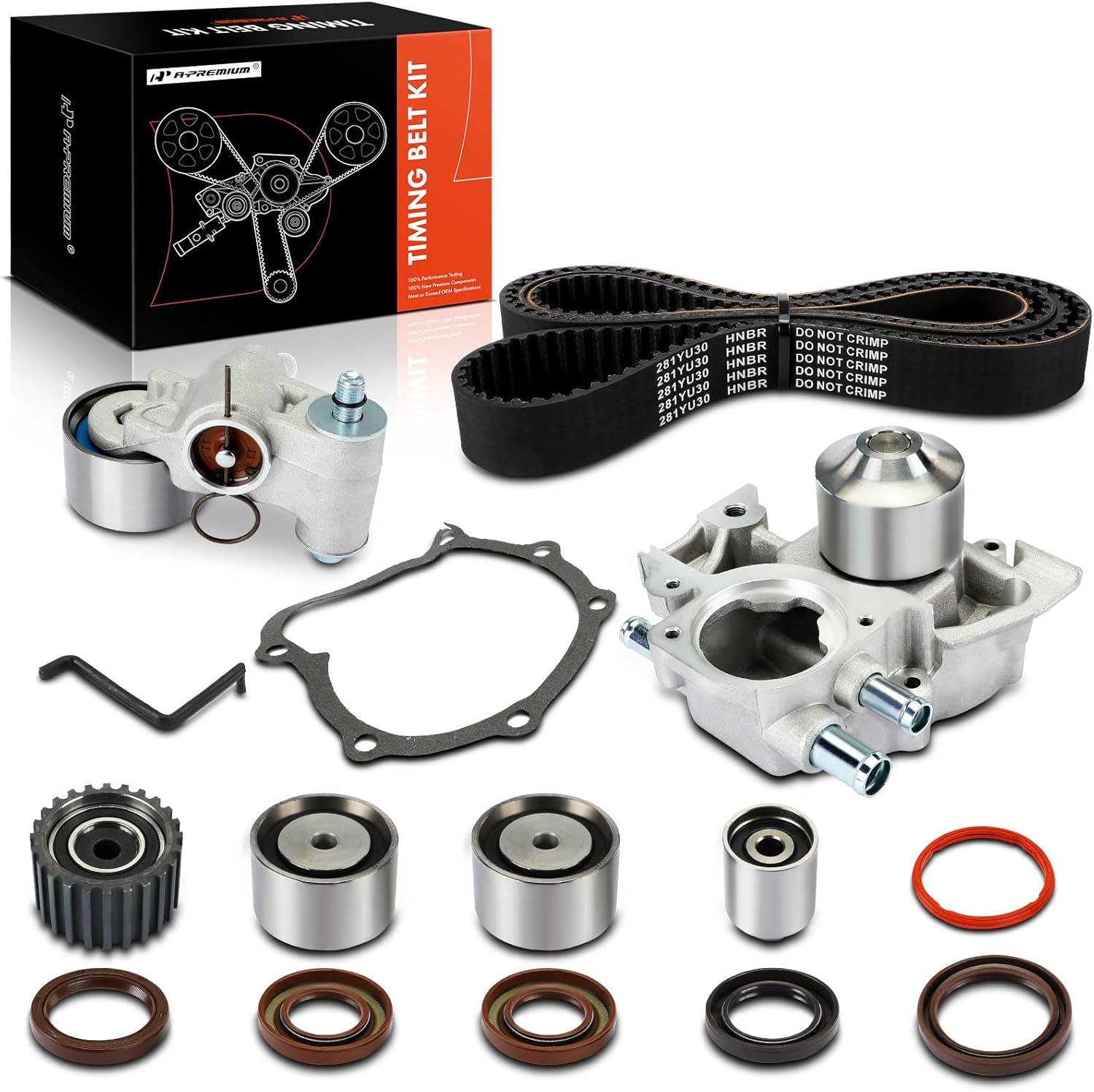 A-Premium Engine Timing Belt Kit with Water Pump Compatible with Subaru Impreza 2013-2014, WRX 2013-2016, WRX STI 2013-2021 - 2.5L