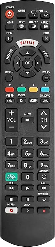 FOXRMT Univerzális Távirányító Panasonic TV-hez - Kompatibilis HDTV LCD LED Smart TV Modellekkel, Netflix és Viera Link Gombokkal, Programoz