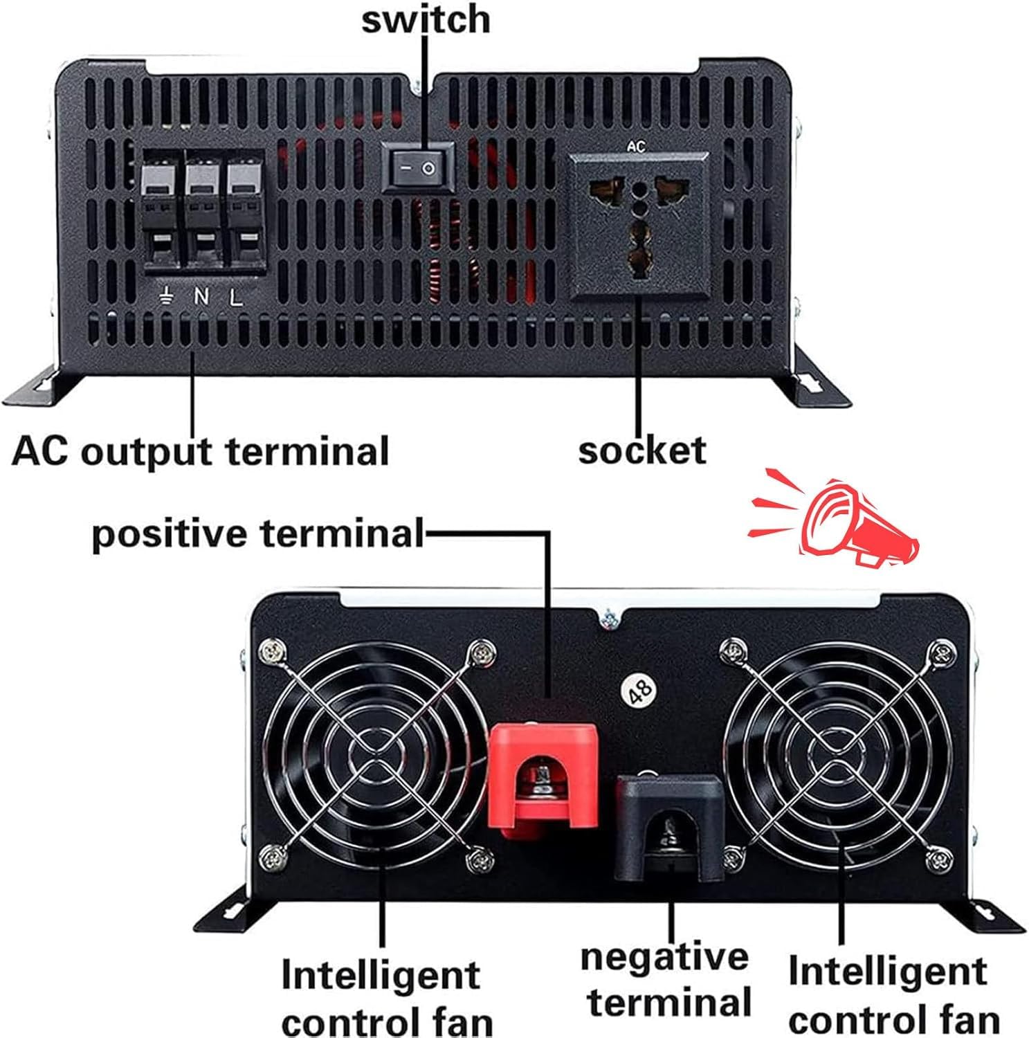 Inverter Solare Ibrido da 5000 W Dc 12v 24v 48v A 110v/220v AC Inverter Monofase Split con Inverter A Onda Sinusoidale Pura Inverter Paralleli per L'accumulo di Energia Domestica, 48Vto220V