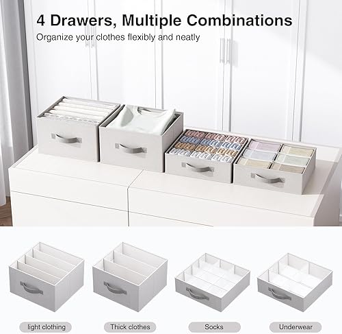Miniatura 5 de Organizador de armario colgante con cajones de almacenamiento, hecho de tela Oxford gruesa 600D, lavable, resistente a desgarros, fuerte carga sin