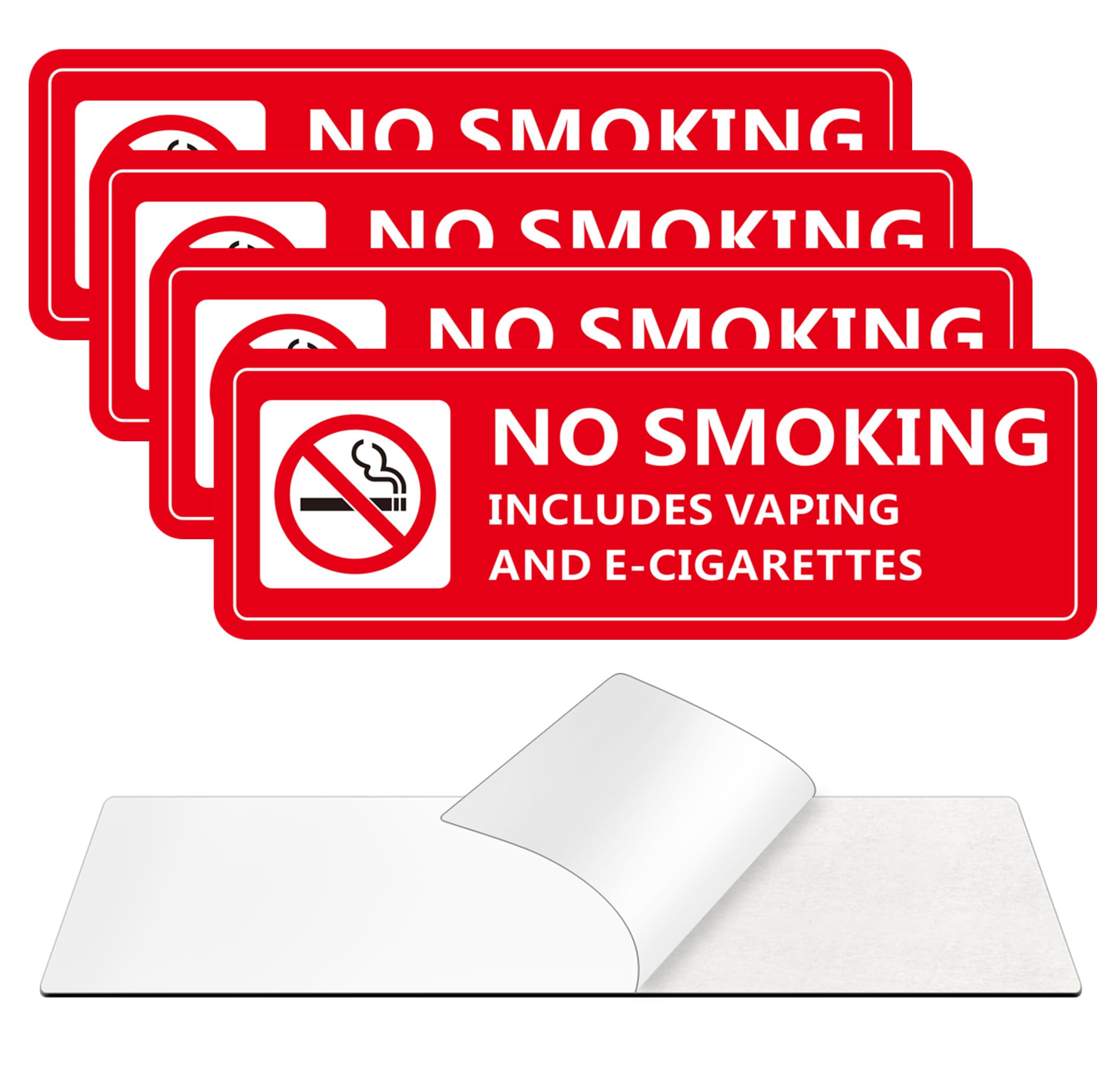 (4 Pack) No Smoking Signs for Home and Business, Self-adhesive No Vaping Sign, Rust Free Aluminum Warning Signage for Indoor Outdoor Use (9 x 3 inches