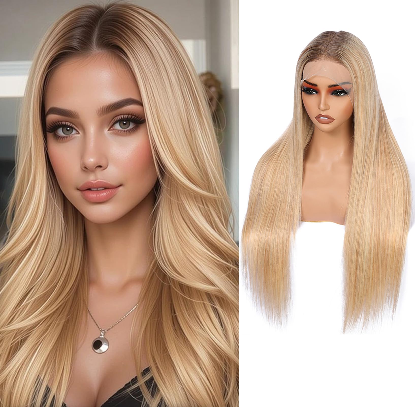 ORIGEN Ombre Brown Lace Front Wigs with Baby Hair for Black Women Human Hair Pre Plucked 13x6 Lace Frontal Glueless Wig Dark Roots to Bleach Blonde