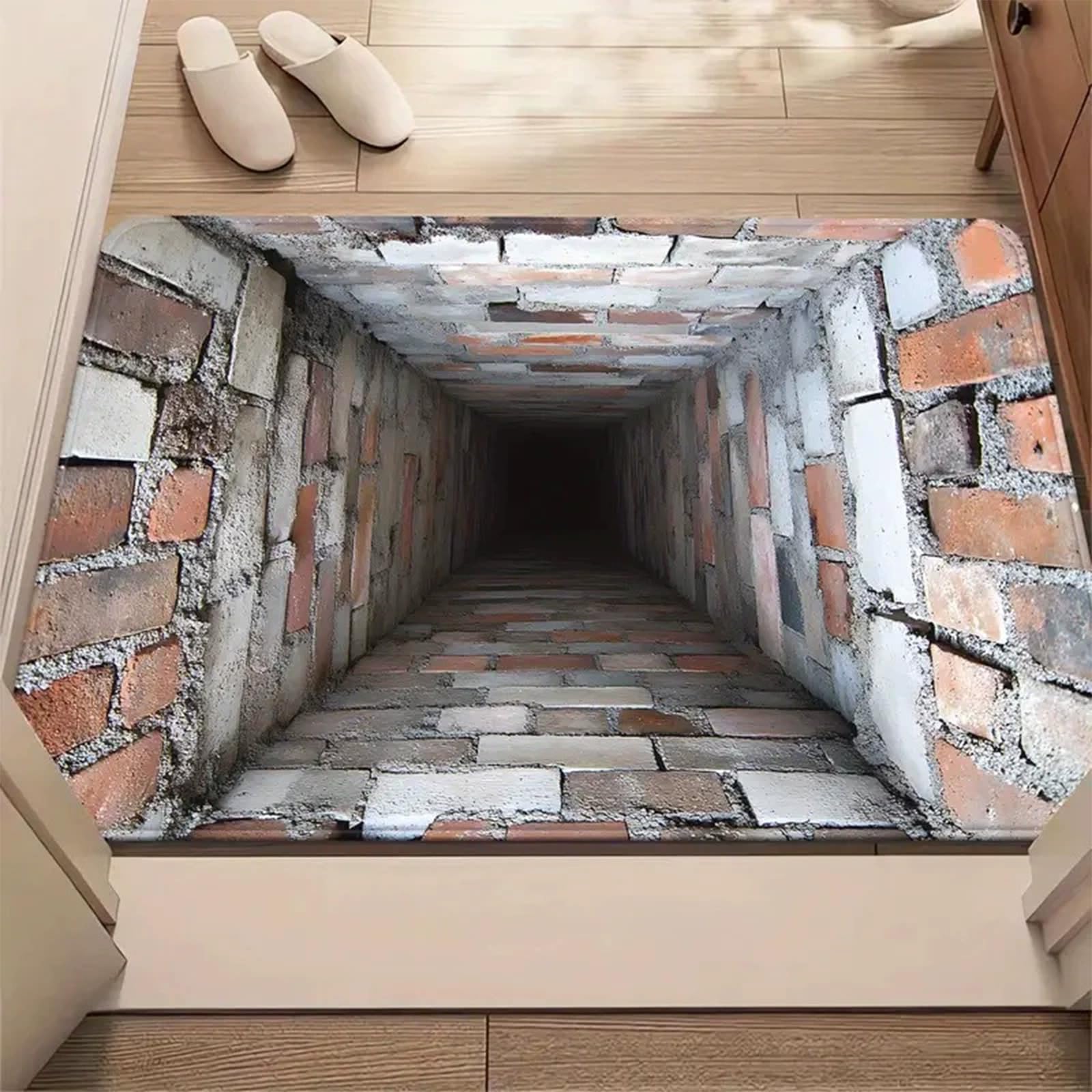 Tapis trou 3D pour eviter les glissades avec une illusion d'optique unique