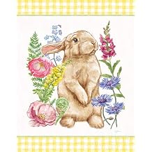 ArtExpert Sunny Bunny III Checker Border by Mary Urban - 11x14 Art Print Poster
