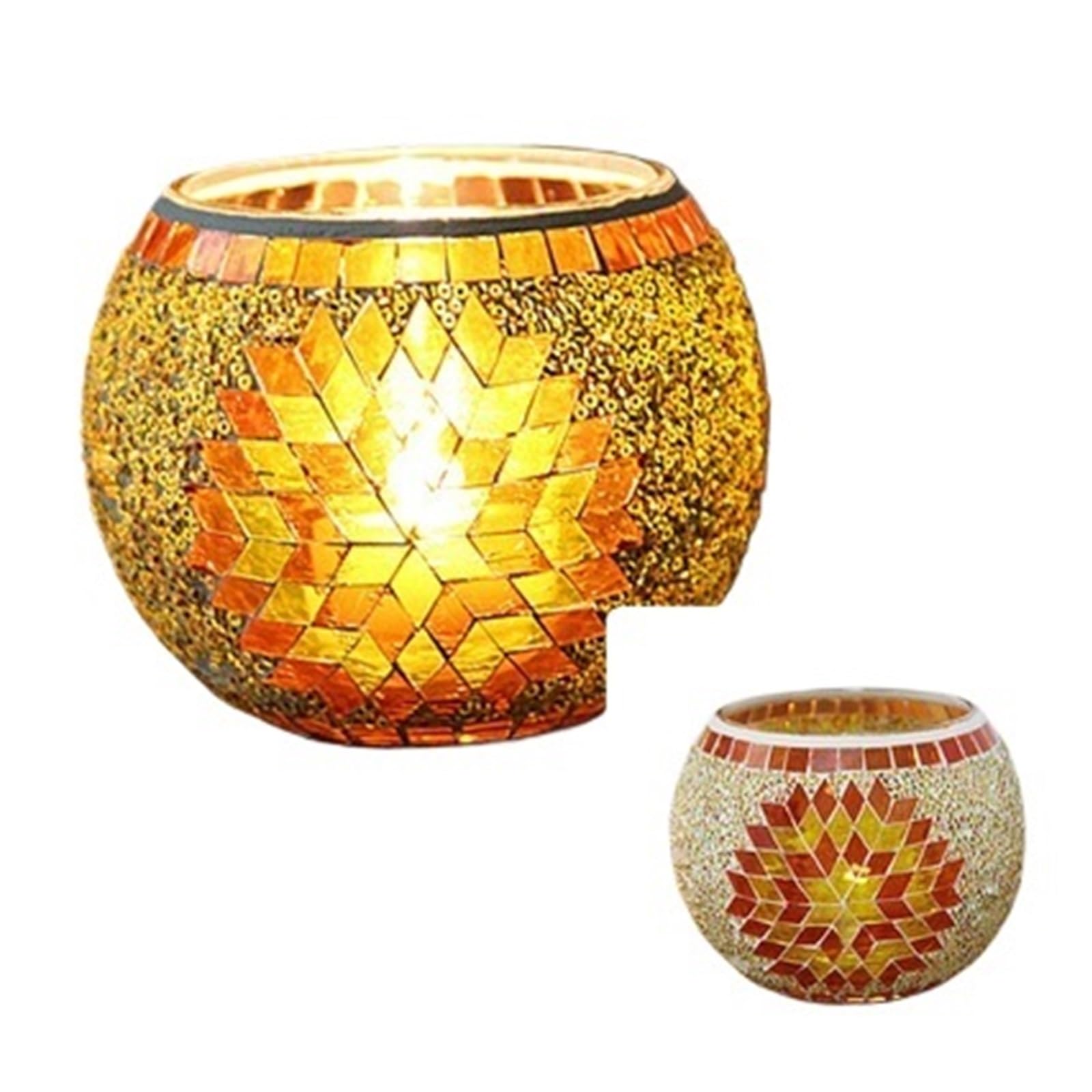 Candle sticks holder candle holders， Snowflake Mosaic Glass Candlestick Holders(Style18)
