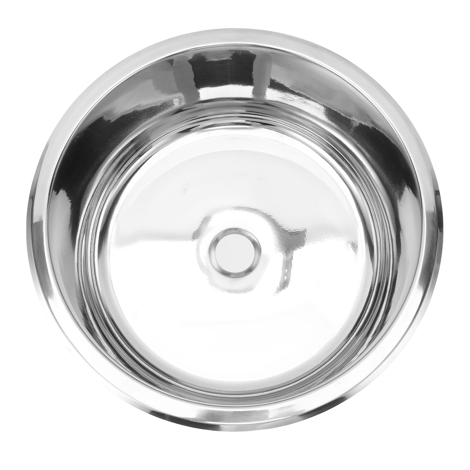 12 Zoll Poliertes Edelstahl Einer Schüssel Rund Küchenstangen Waschbecken mit 40 Mm Abflussloch, Ideal für Boot, Karawane und Wohnmobil
