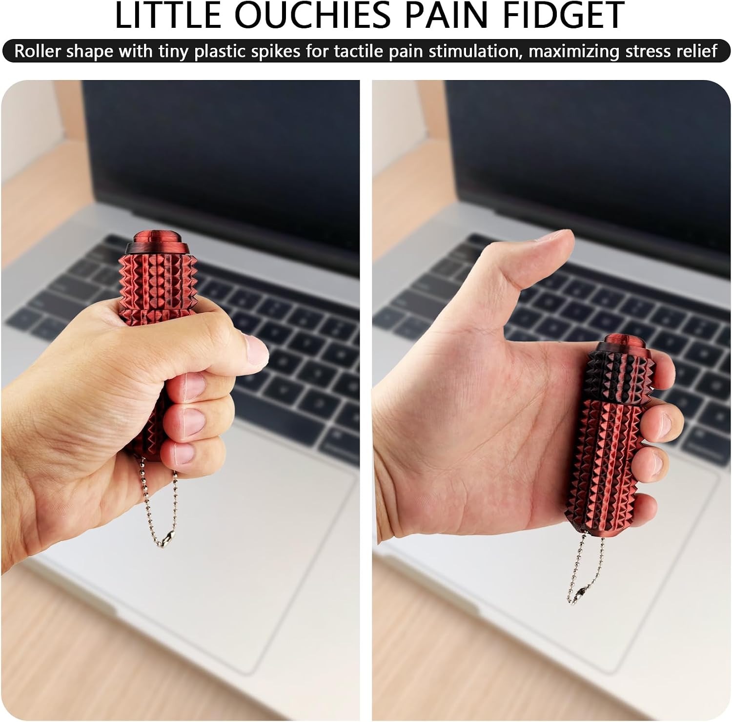 Button Click,Spinners,Pain Stim,3-in-1 Design of Little Ouchies Fidget Toy with Keychain,Spiky Toys for Adults
