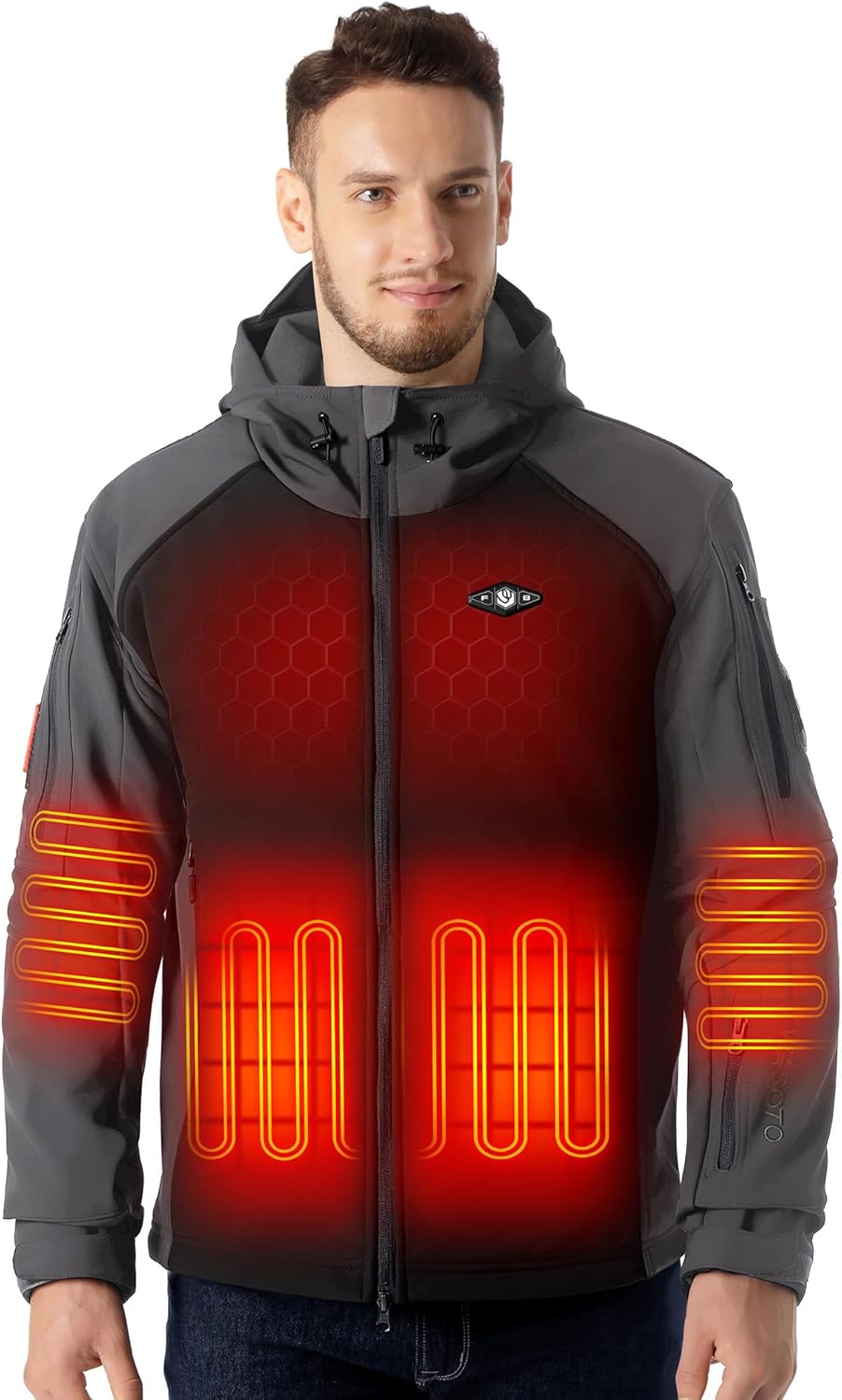 WASOTO Heated Jackets for Men with 9V 18400mAh Battery Pack Included Windproof Waterproof for Snowboarding