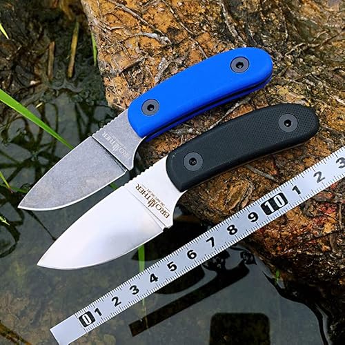 Watchman F015 Fixed Blade D2 Knives With Sheath,Full Tang Bushcraft Knife With Kydex Sheath Hunting Knife With Mircarta Handle For Camping, Survival, Fishing (Blue) #TOP5