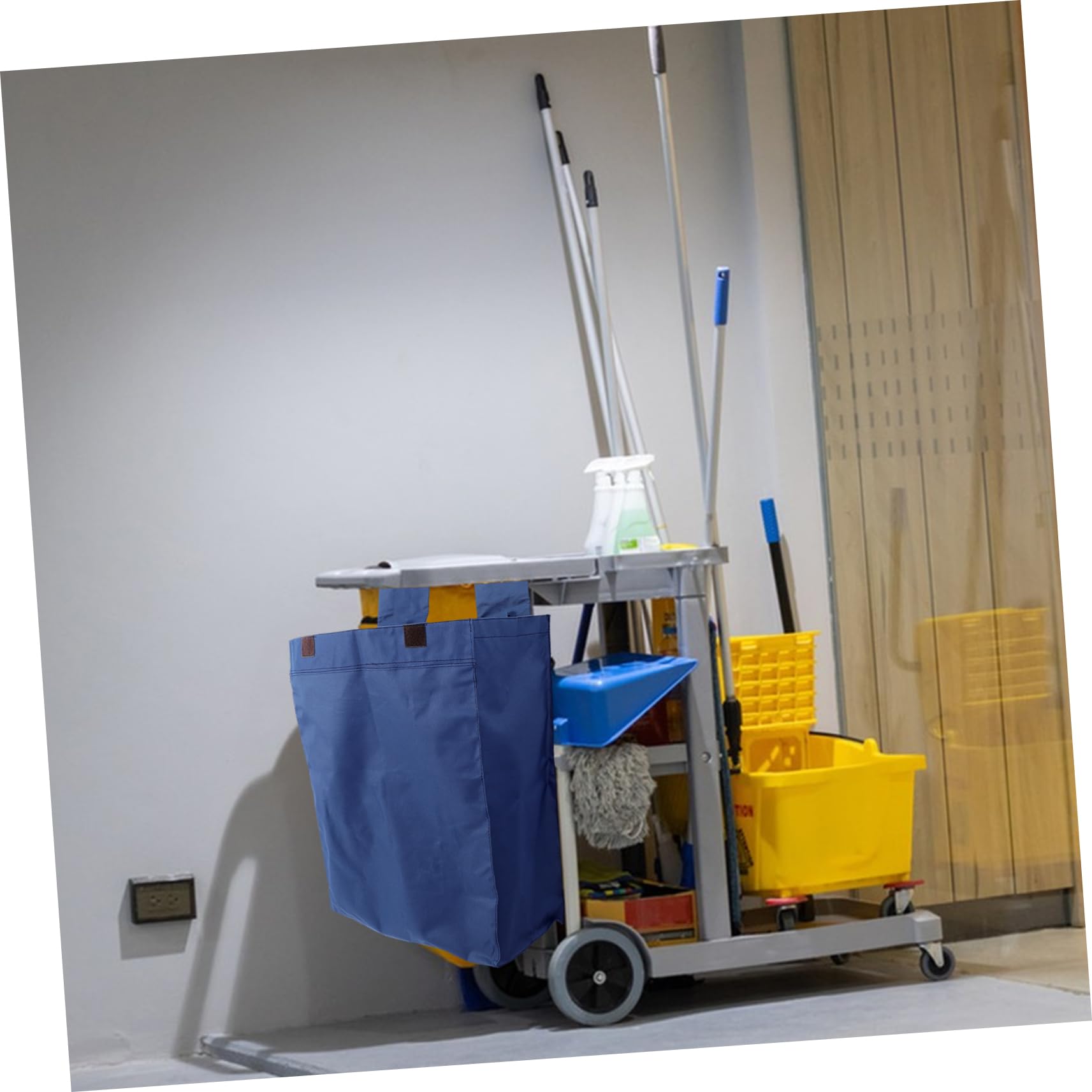 Cabilock Bolsa para Lavado y Recolección de Polvo con Tela Oxford, Azul, 50x23x60 Cm, Resistente para Carros de Limpieza Industrial y Servicio en Hoteles