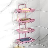 Vista 14 de Moforoco Soporte doble para barra de jabón para ducha, sin taladrar, acero inoxidable 304, soporte de jabón montado en la pared con 4 ganchos