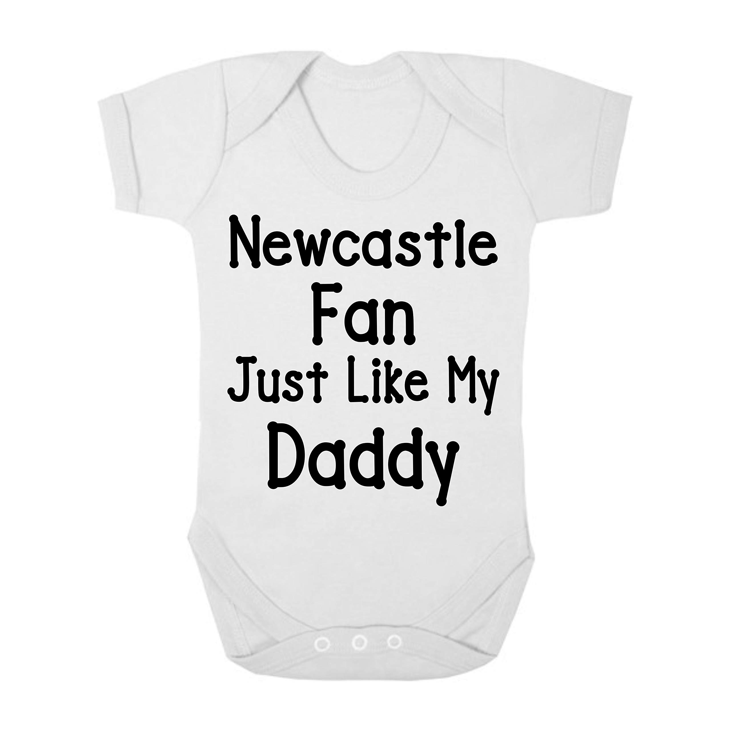 Newcastle Just Like Daddy Football Fan Baby Grow Vest Boy Girl Gift Romper Newborn Shower Age 0-3 Months White