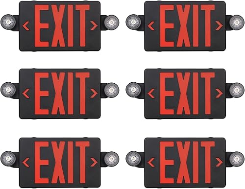 Miniatura 38 de TANLUX Señal de salida roja con luces de emergencia, luz LED de salida de emergencia con batería de respaldo, certificación UL, CA 120/277V, combo