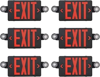 TANLUX Black Exit Sign with Emergency Lights, LED Emergency Exit Light with Battery Backup, UL Listed, AC 120/277V, Commercial Emergency Lights Combo for Business - 6 Pack