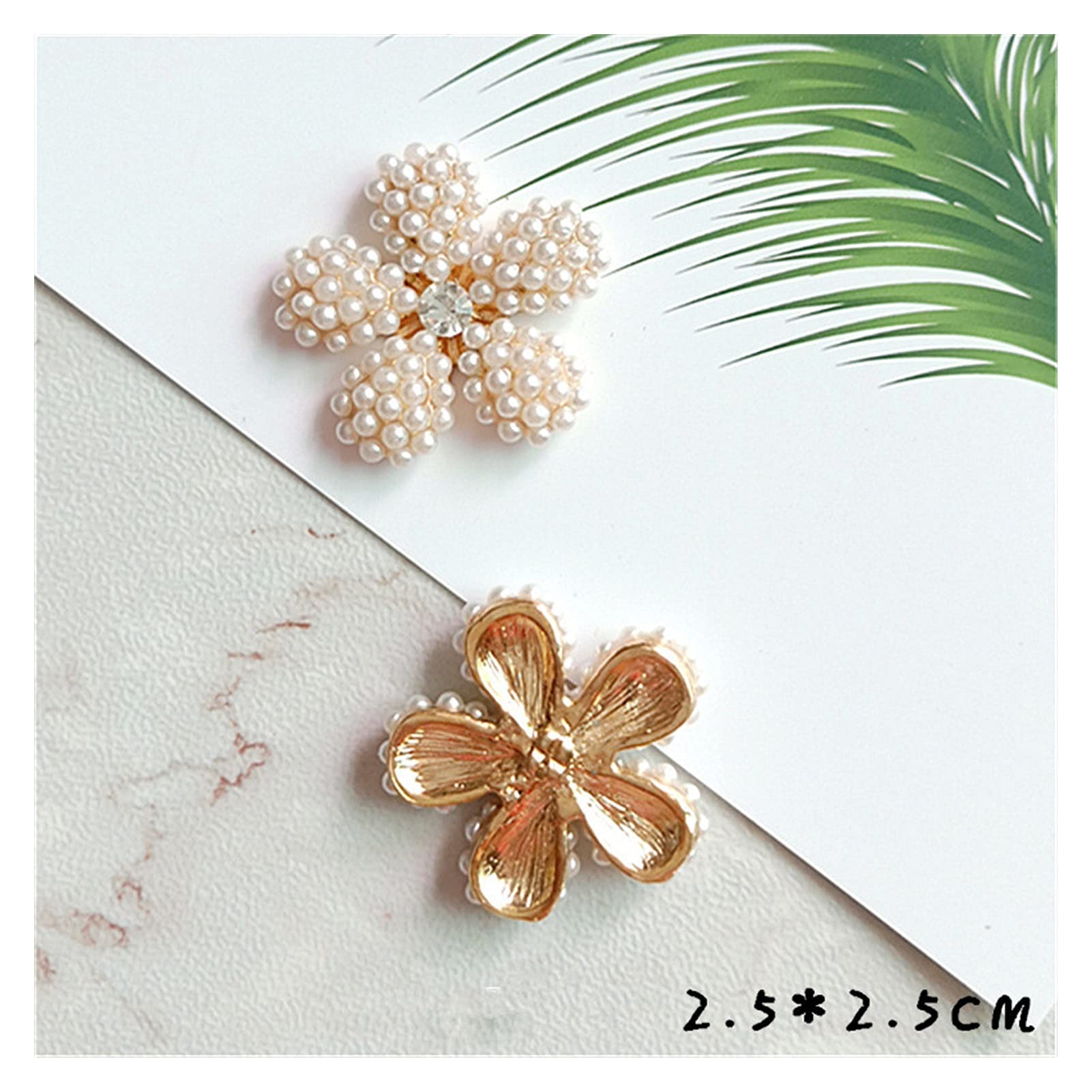 Bottoni Bottone 10 pz/Lotto di Alta qualità in Lega d'oro Fiore Perla Pulsante Flatback for Bambini Fai da Te Capelli Abbigliamento Giacca Cappotto Decorazione di Nozze (Color : 1 UK)