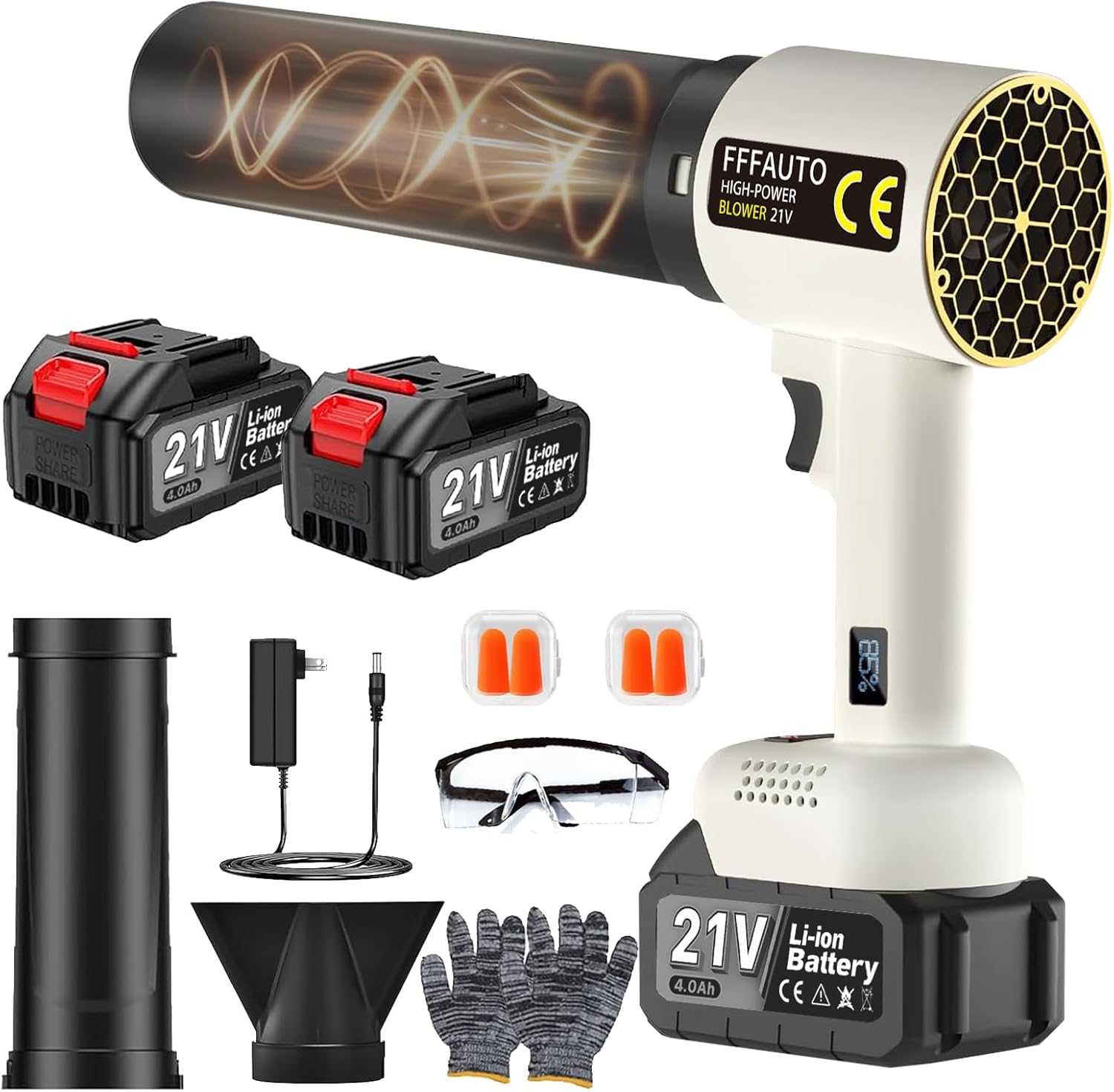 Mini Handheld Leaf Blower Cordless with 2×4.0Ah Battery and Charger,500,000 RPM,Extended Nozzle, Lightweight Small Turbo Jet Blower for Patio,Lawn,Yard,Snow Leaves and Dust Car Dryer 001