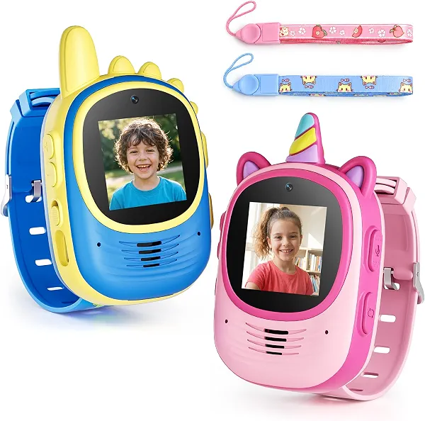Video Walkie Talkies for Kids, 2 Pack with Wrist-Worn Design, 1000 FT Range | 1MP camera, USB-C charging and 4 voice modes for outdoor play; a fun birthday or Christmas gift for kids ages 3-10