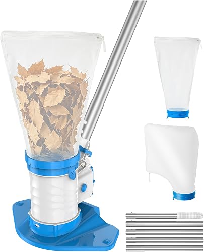 WAVIO Rechargeable Pool Leaf Vacuum Cleaner with Telescopic Pole, Runs Max 70-Mins, Cordless Pool Skimmer with Heavy Duty Mesh Bag, 48GPM Powerful Suction for Inground and Above Ground Pools