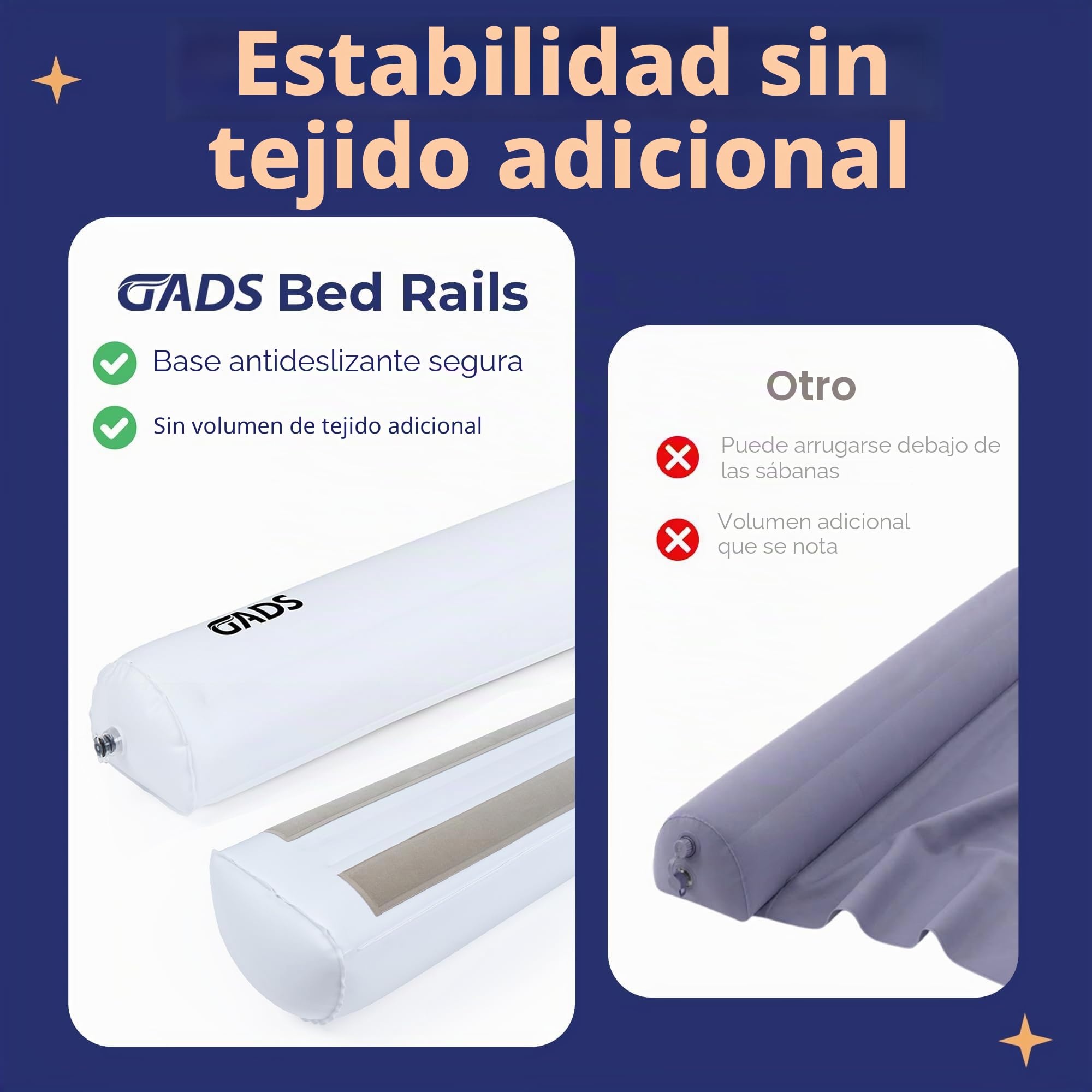 2-Unit de Barreras de Cama Inflables para Niños Pequeños - Barreras de Viaje Seguras - Protector de Cama para Niños - Barreras Inflables para Camas Individuales, Matrimoniales, Queen y King Size