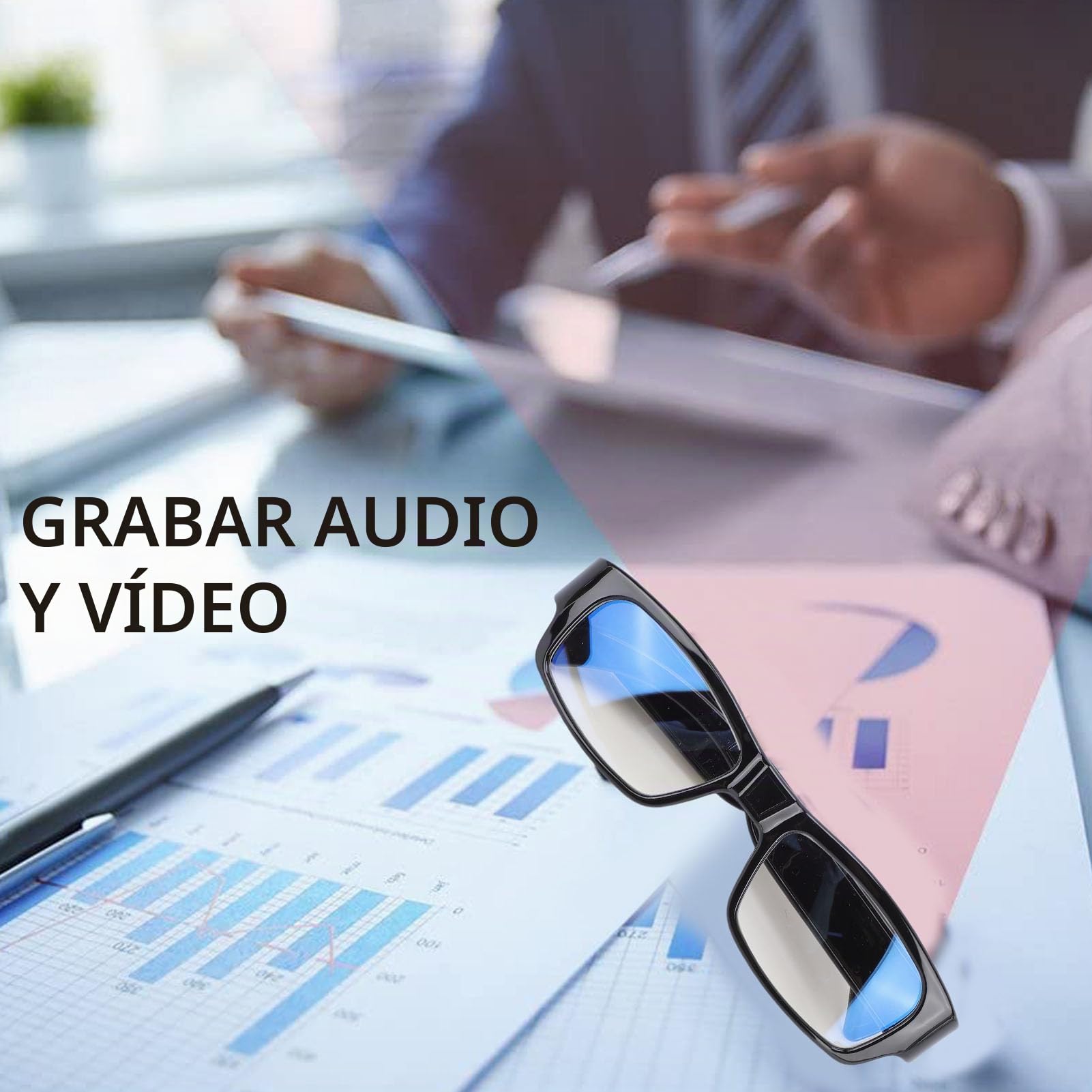 Gafas para Cámara, Gafas para Grabación de Video HD 1080P, Gafas Antivibración para Deportes Al Aire Libre, Toma de Fotos para Ciclismo, Actividades Al Aire Libre