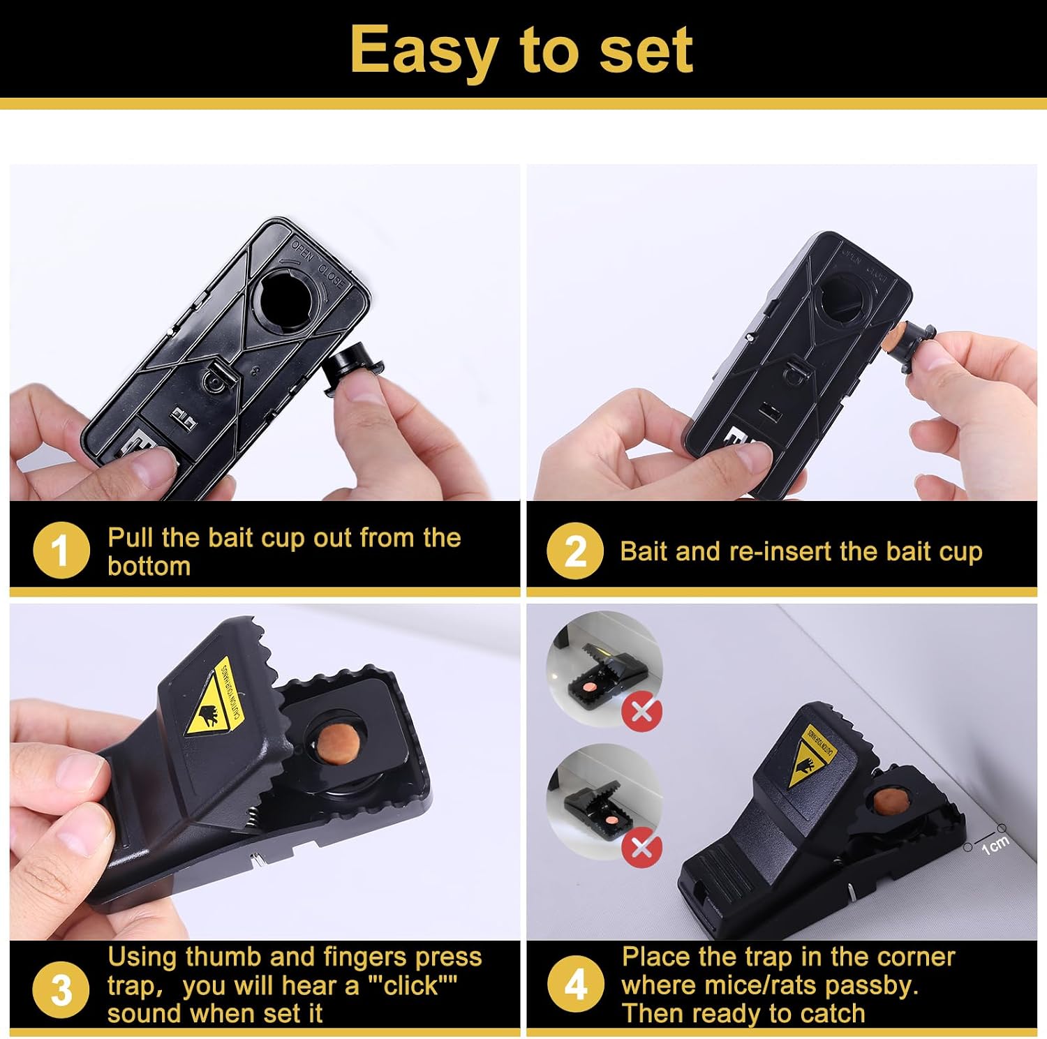 Teletrogy Lot de 6 Piège à Souris Efficace, Piège à Rat Attrape Souris Réutilisable, Sensible Tapette Souris Rongeur Plastique, Clip de Piege pour Maison Jardin Extérieur — vue 5