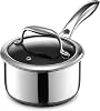 HexClad Hybrid Nonstick 1-Litre Saucepan with Tempered Glass Lid, Stay-Cool Handle, Dishwasher Safe, Induction Ready, Compatible with All Cooktops