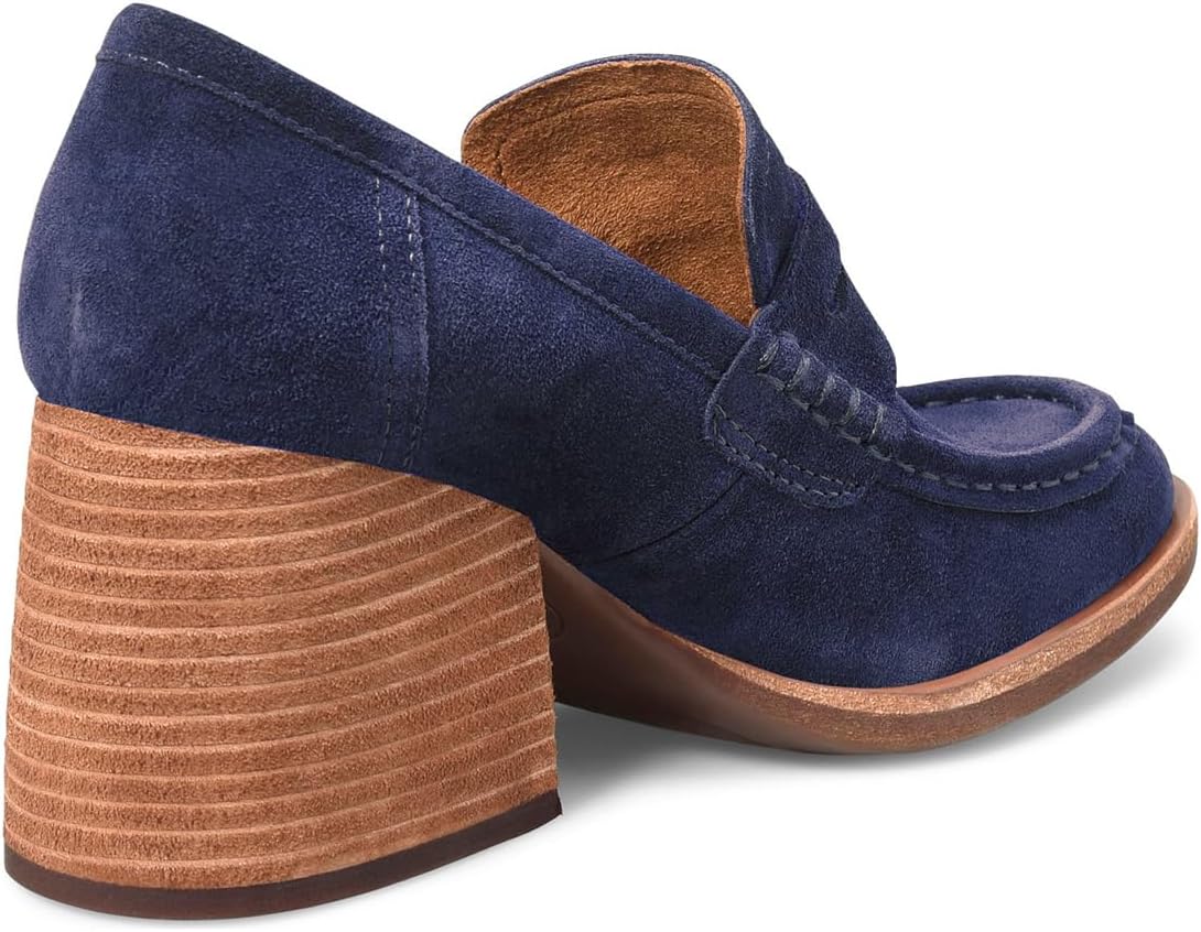 MOOMMO Women Chunky Platform Loafers Pumps Round Closed Toe Slip On Penny Loafers Suede Block High Heels Oxford Shoes Formal Classic Thick Heel Dress Loafer Office Ladies Vintage Comfort 4-11 M US