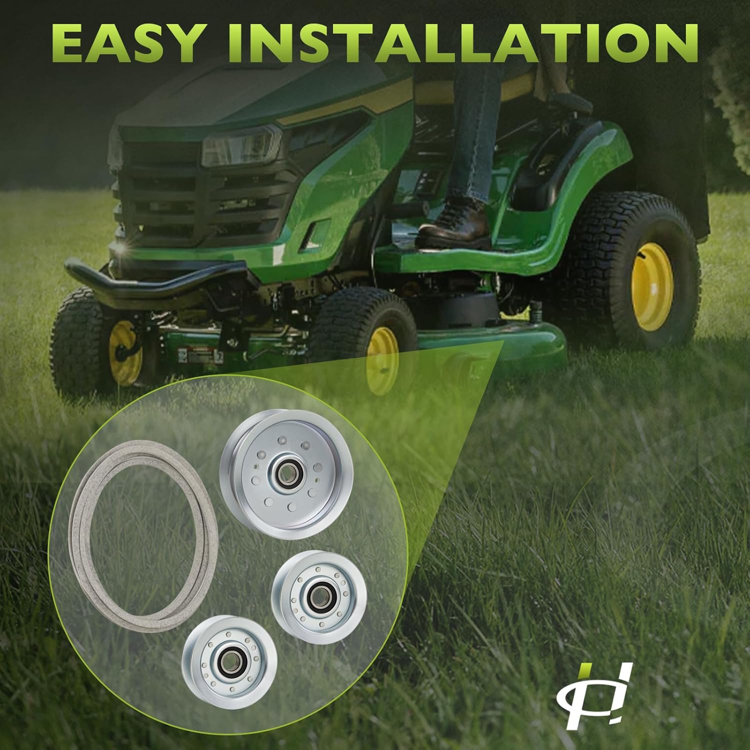 Deck Belt Pulley Kit Compatible with John Deere 48" Deck D140, D150, L120, L130, LA130, LA140, Idler Pulley Replaces GY22172/GY20629, Mower Belt Replaces GX20571