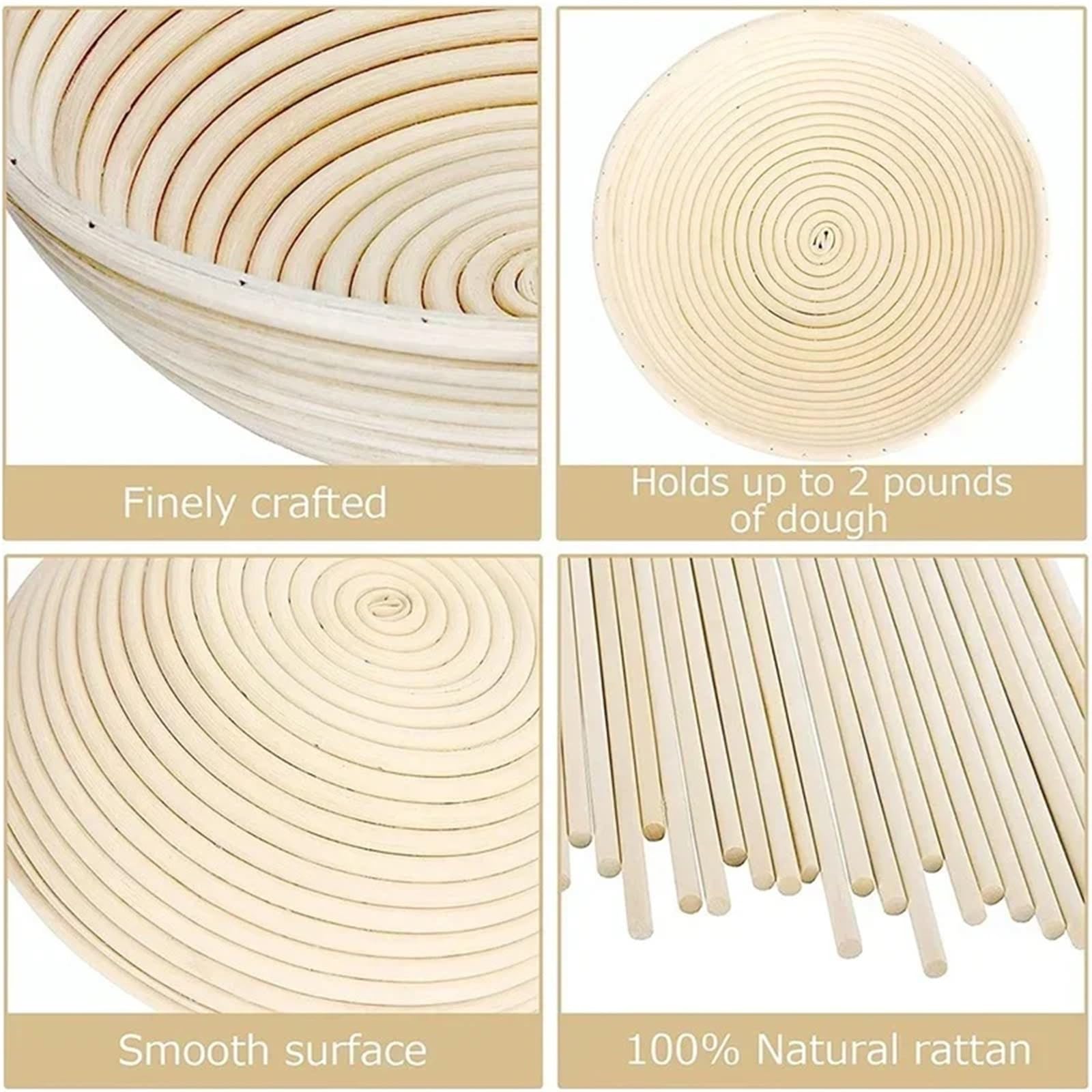 Handgefertigter Rattan-Brot-Gärkorb, Backform, Schüssel, Teig, Weidenbäcker, Gärkörbe, Küchenzubehör, Werkzeug FüR Brot(25 * 15 * 8cm-Long)