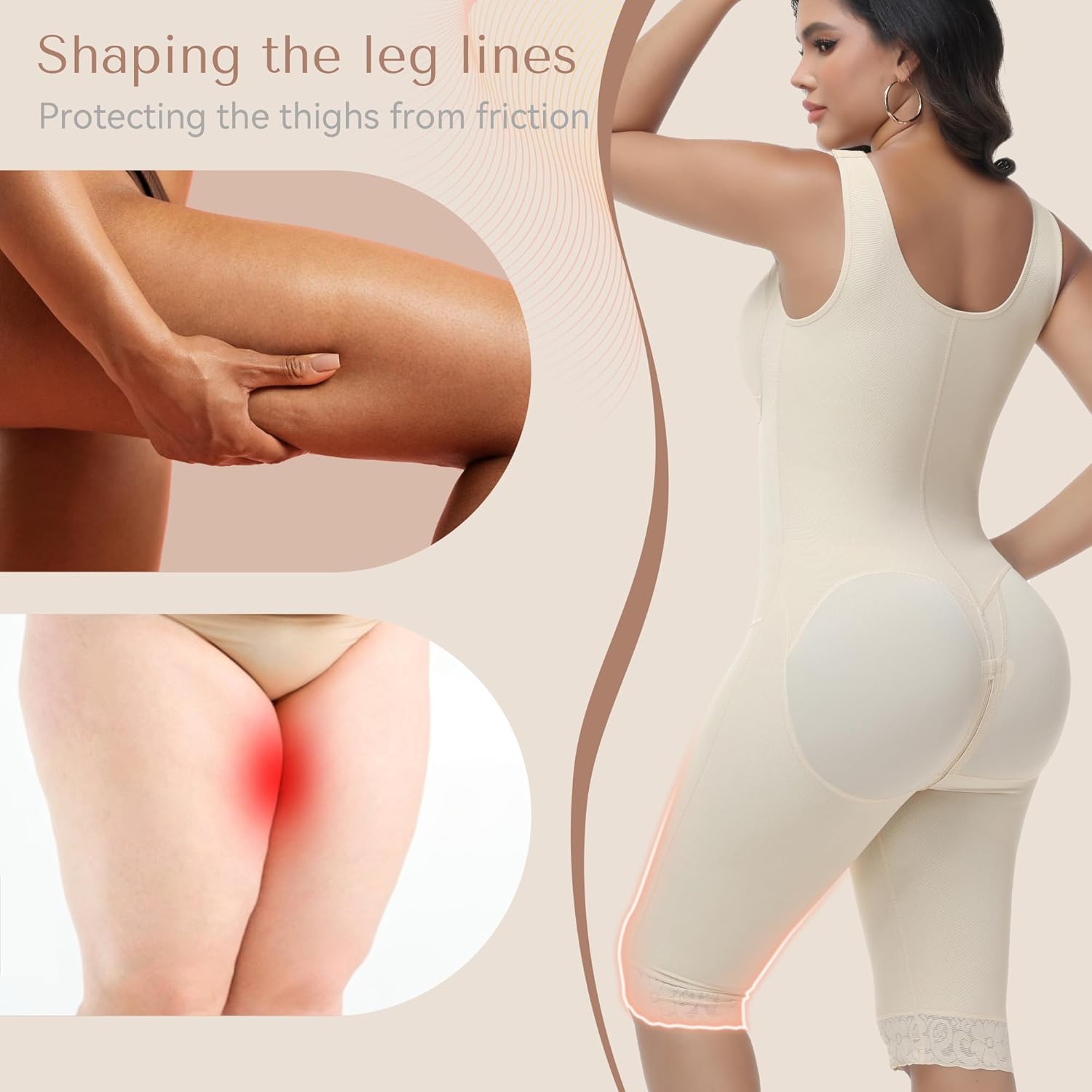 M MYODRESS Fajas Colombianas Moldeadoras Body Shaper Tummy Control Shapewear Knee Length Post Surgery Compression Garment - Image 3