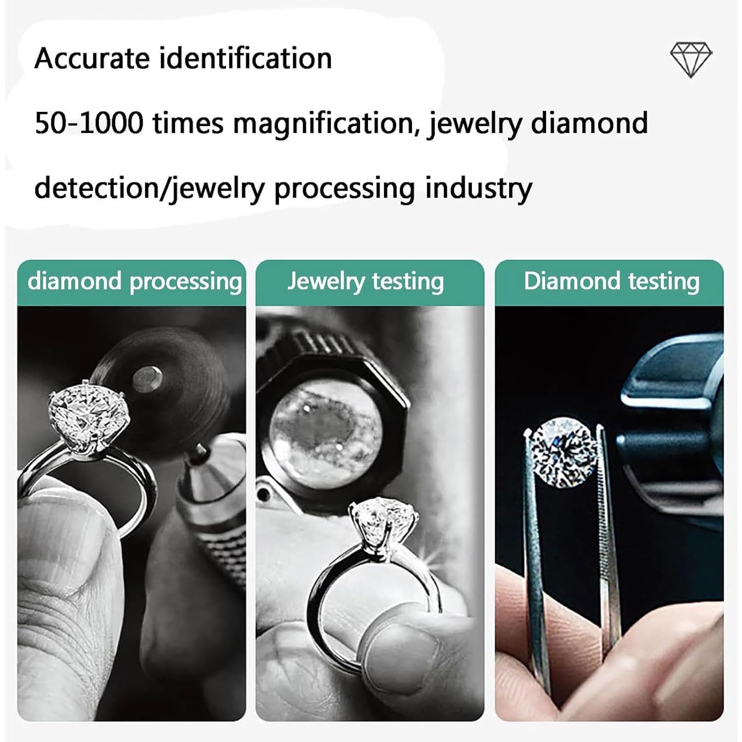 Mikroskop 50x-1000x, 4,3" Diamentowa wizjer pasa z oświetleniem LED, regulowany zestaw mikroskopu do biżuterii, precyzyjna identyfikacja, do diamentów, biżuterii