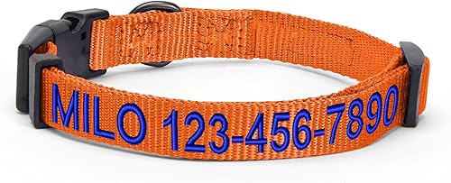 Vista 32 de Pawtitas Collar personalizado para perro, collar de perro pequeño, bordado con nombre, número de teléfono, collar de cachorro, collar ajustable