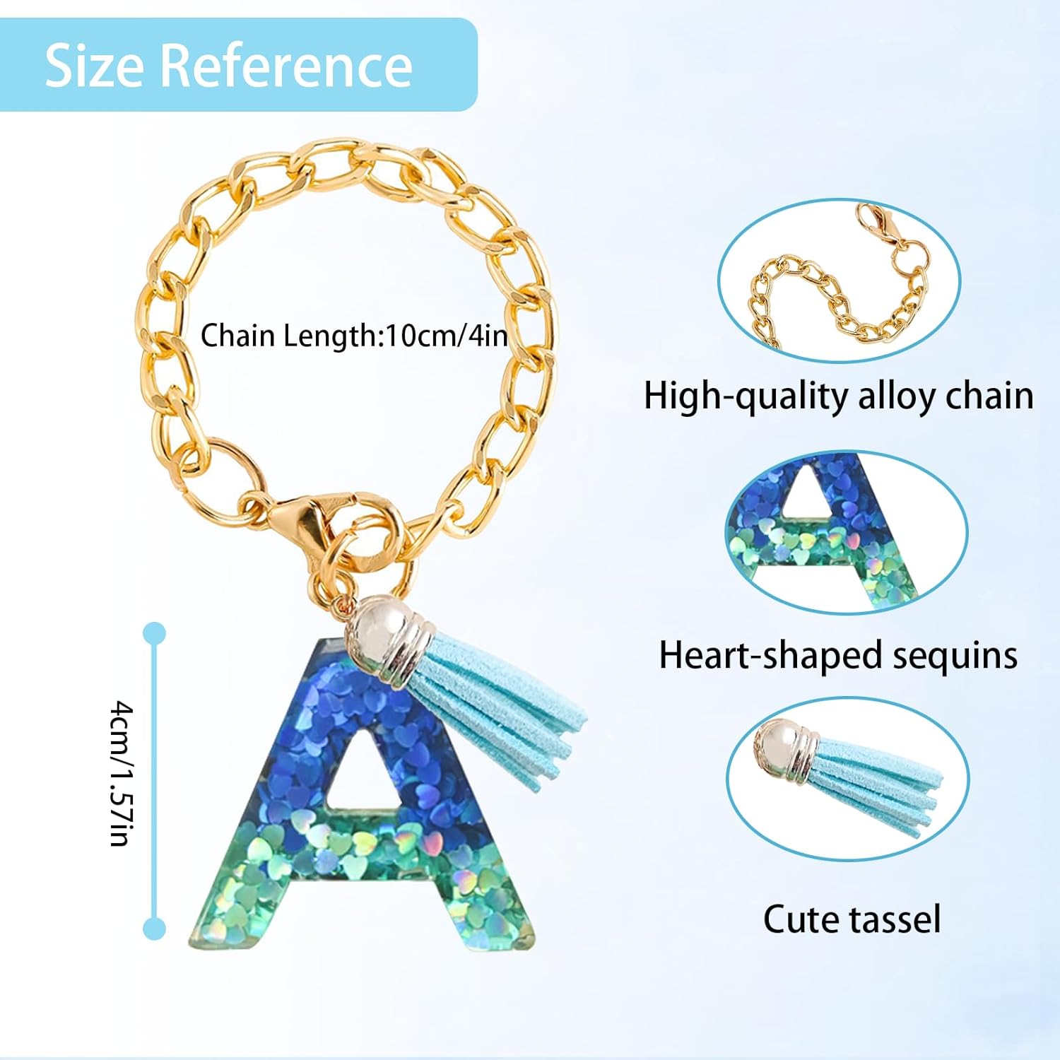 Ruqizhi Initial Letter 2PCS Keychain Cute Letter Charm Accessories with Butterfly Tassel for Cup with Handle for Women Girls - Image 4